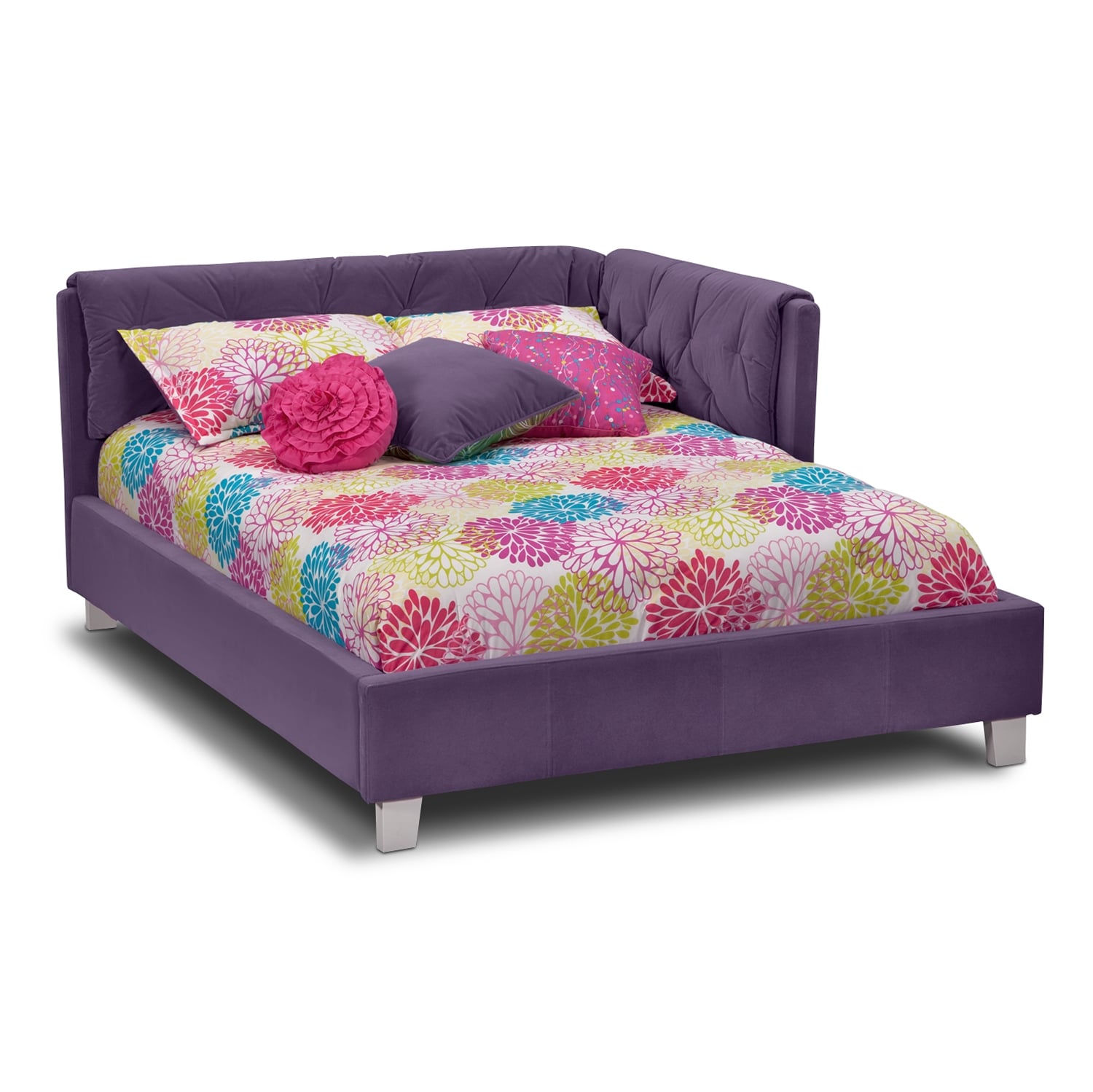 purple bed frame headboard attachment