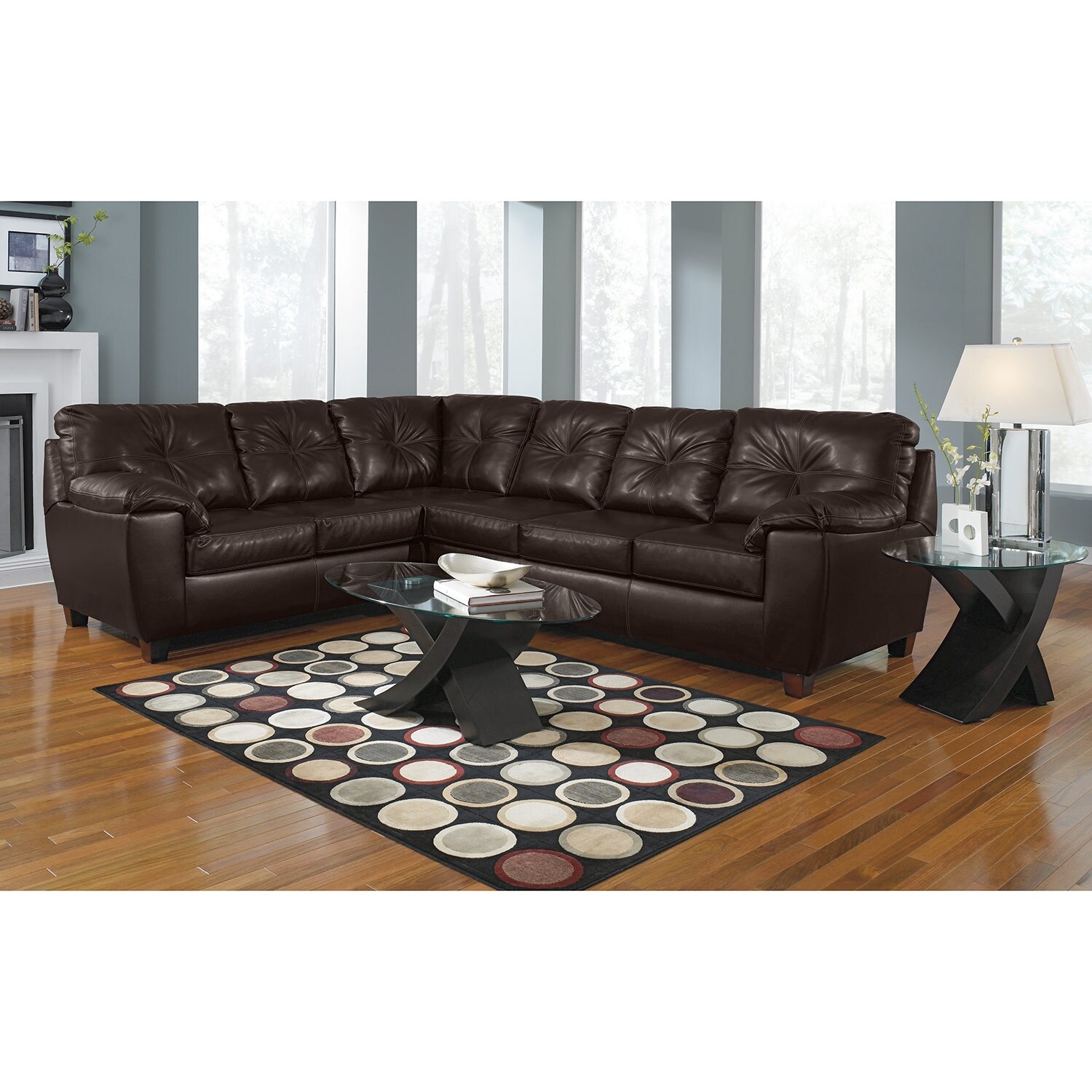 Rialto 2-Piece Sectional with Right-Facing Innerspring Sleeper - Brown | Value City Furniture