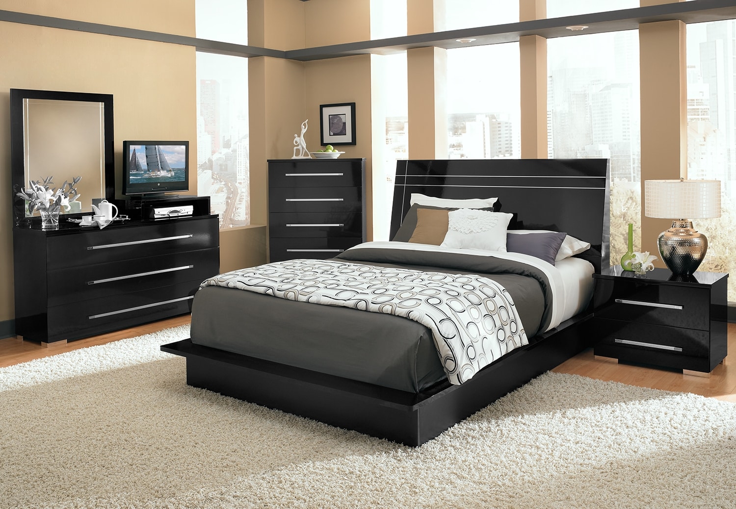 Dimora 7-Piece King Panel Bedroom with Media Dresser ...