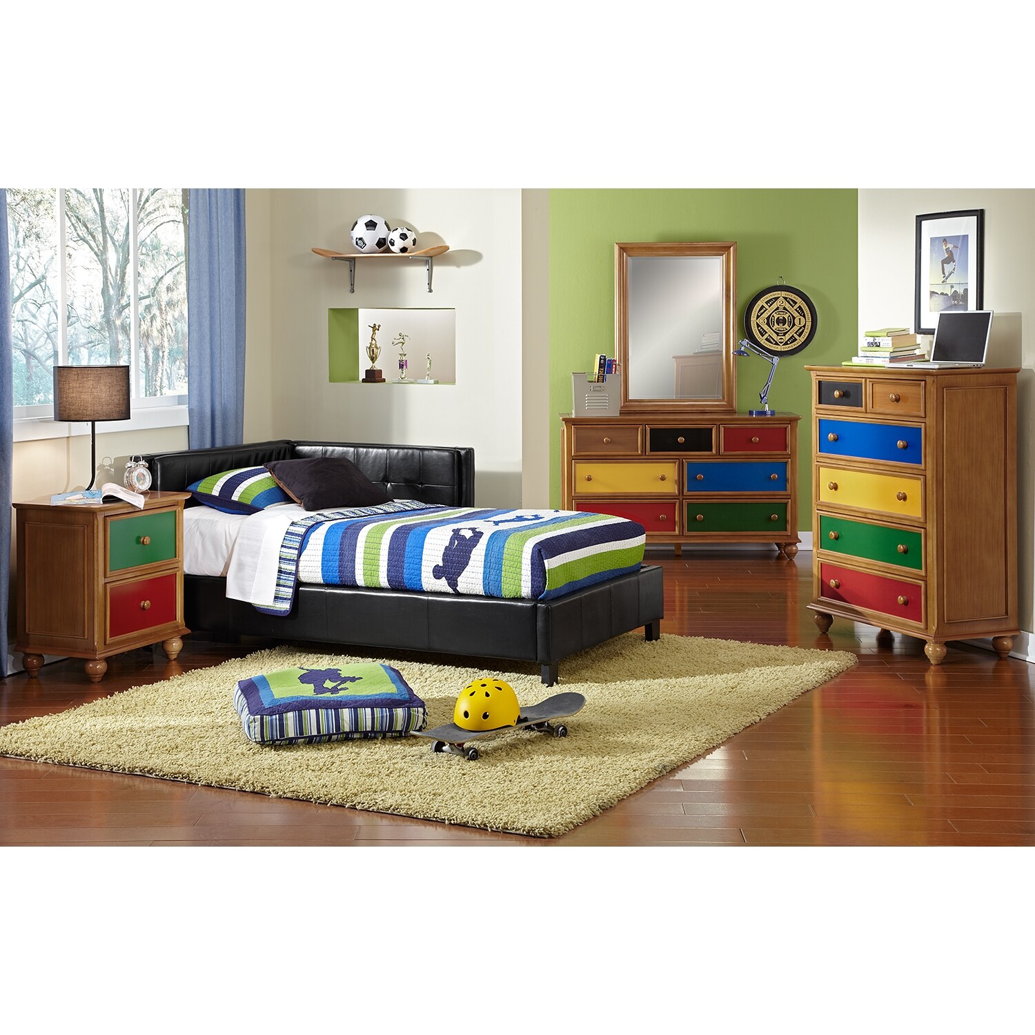 Jordan Full Corner Bed - Black | Value City Furniture