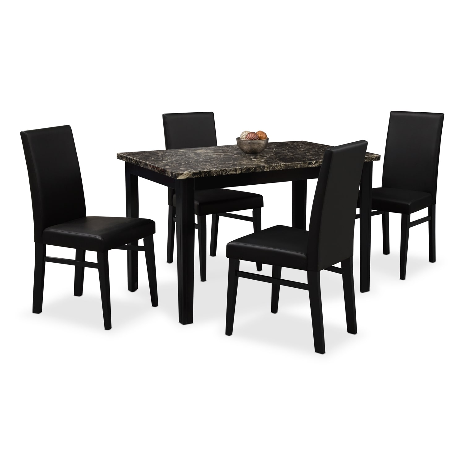 Shadow Table and 4 Chairs - Black | Value City Furniture