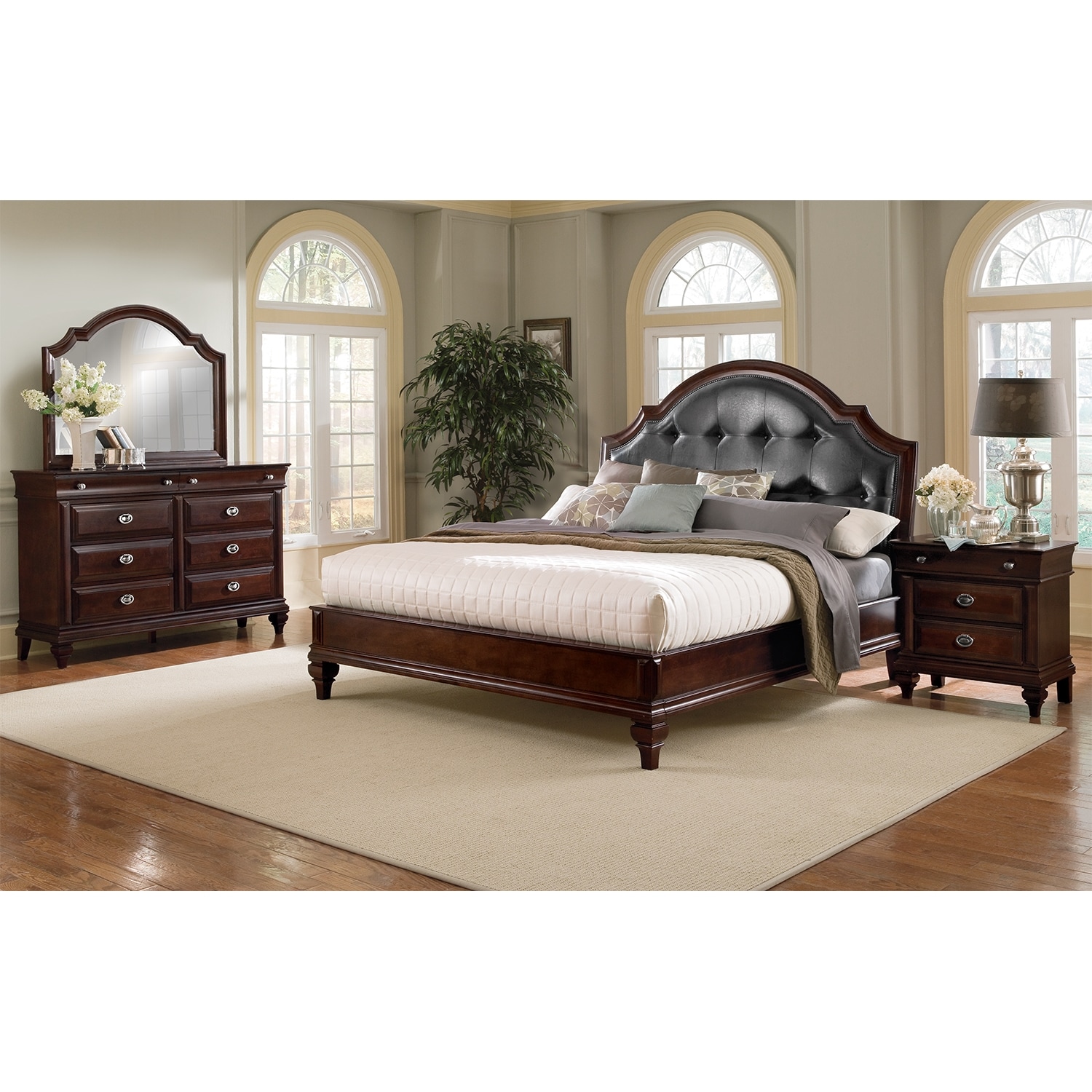 Manhattan 6-Piece King Bedroom Set - Cherry | Value City ...