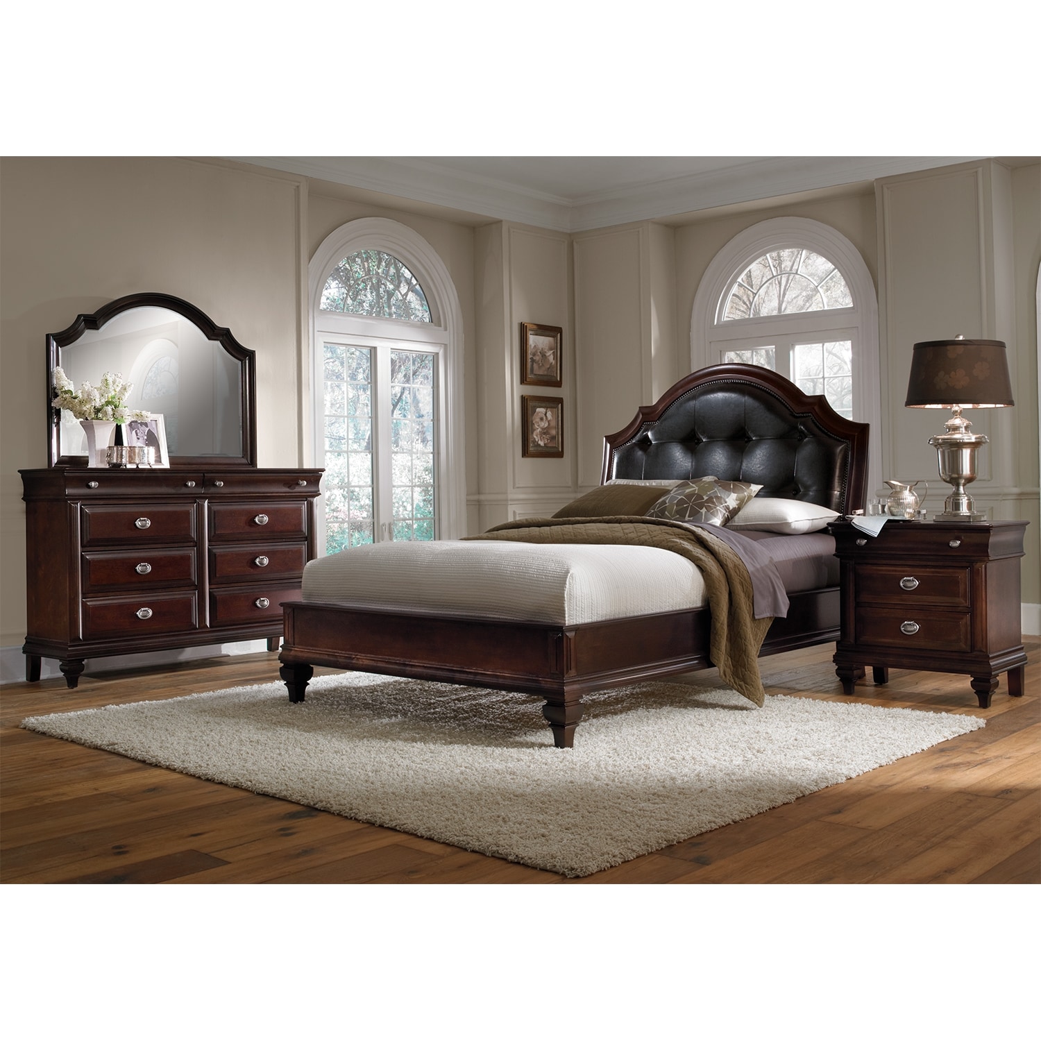 Manhattan 6Piece Queen Bedroom Set Cherry American Signature Furniture