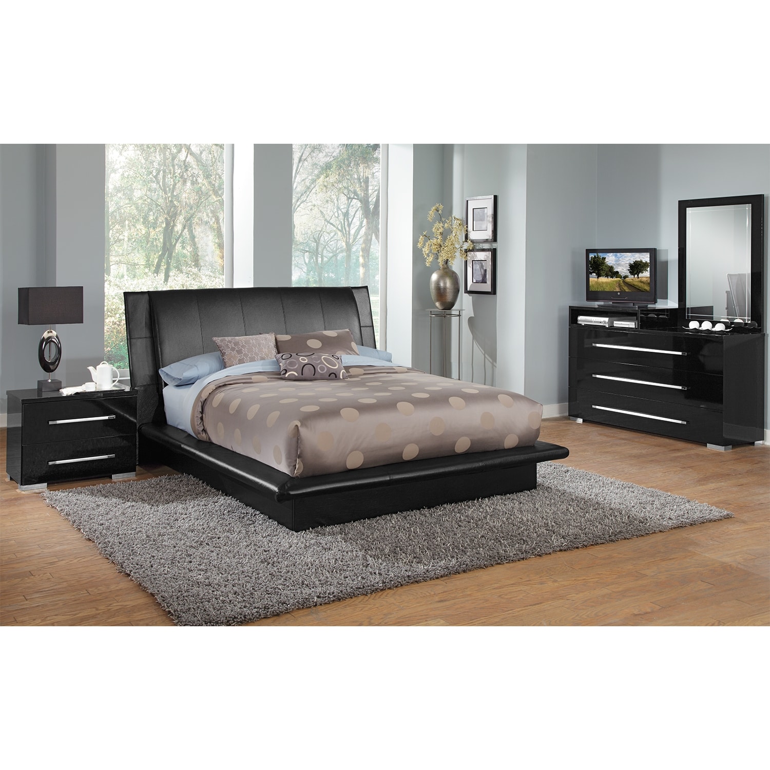 Dimora Queen Upholstered Bed Black Value City Furniture