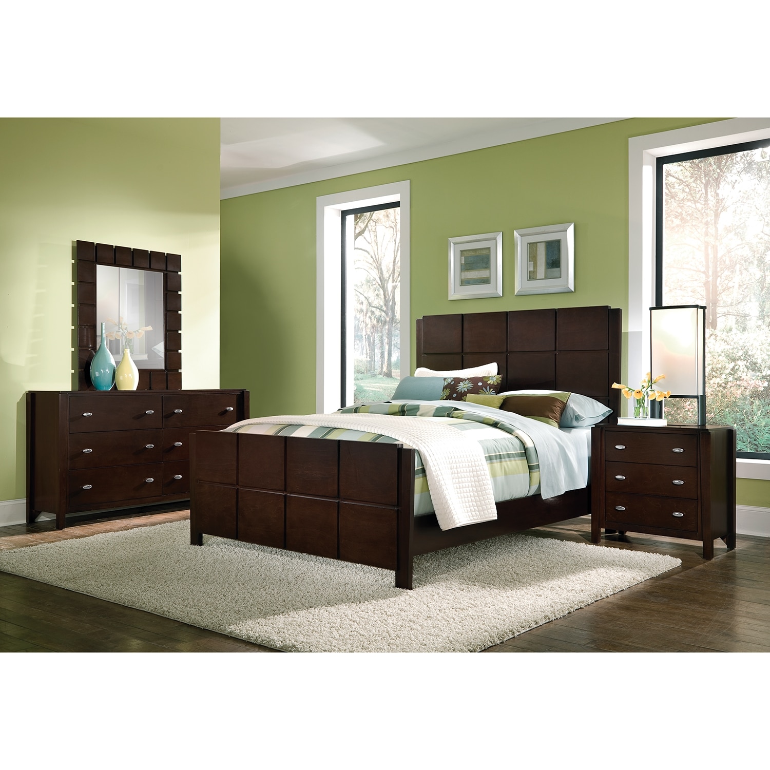 Mosaic 6Piece Queen Bedroom Set Dark Brown American Signature