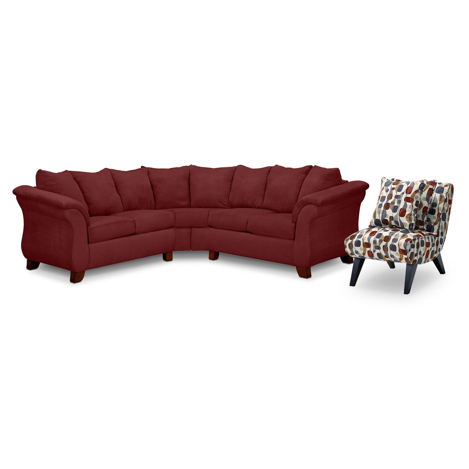 Adrian 2-Piece Sectional and Accent Chair Set - Red | Value City Furniture