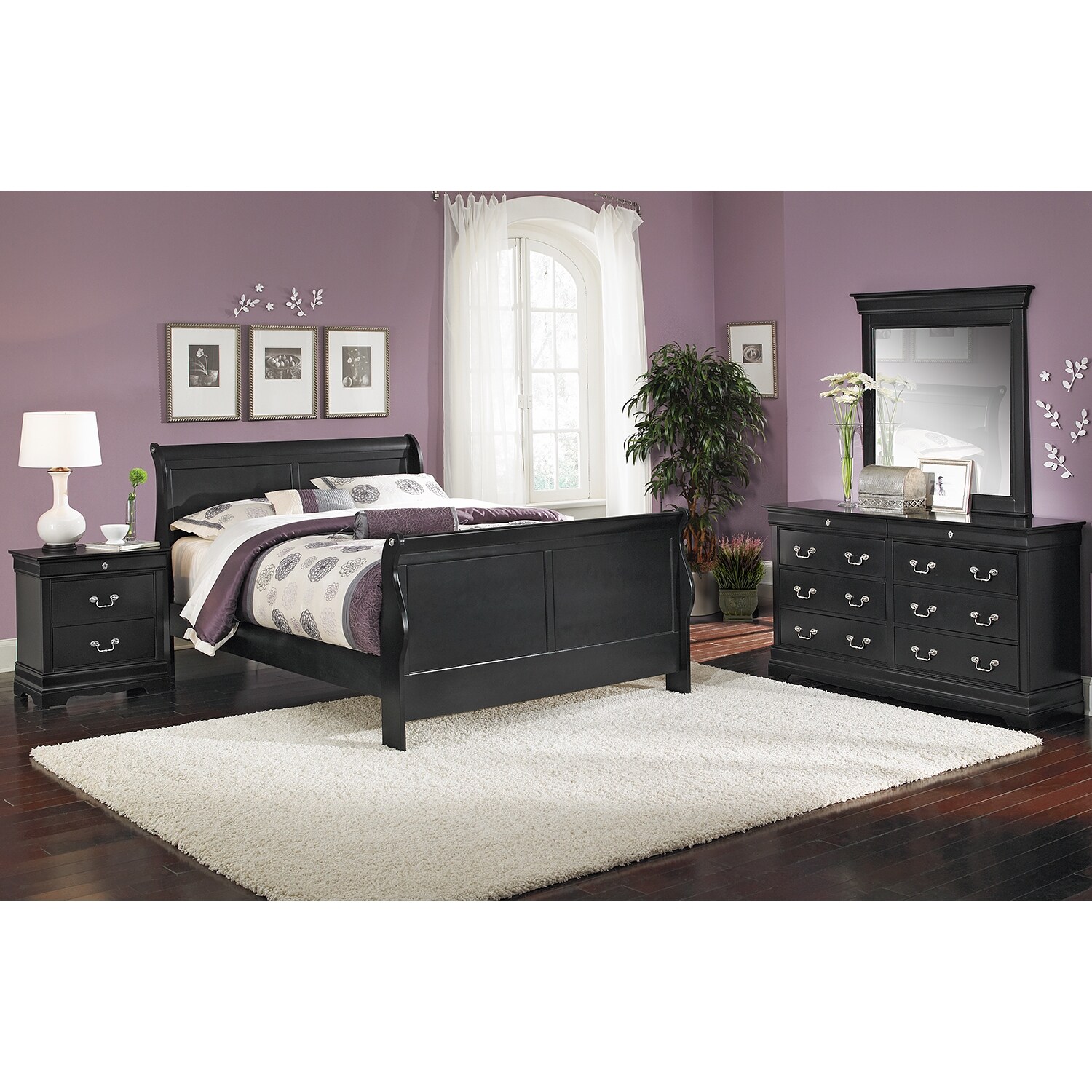 Neo Classic 6Piece King Bedroom Set Black American Signature Furniture