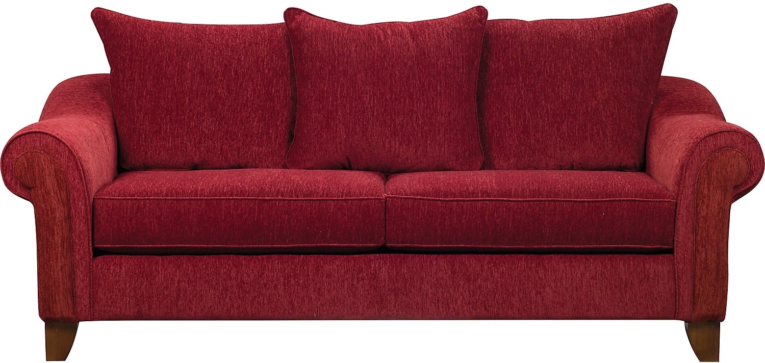 red chenille sofa bed