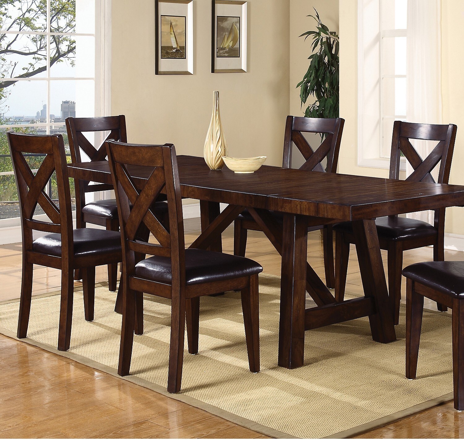 Adara 7 Piece Dining Package with Cross-Back Chairs | The Brick