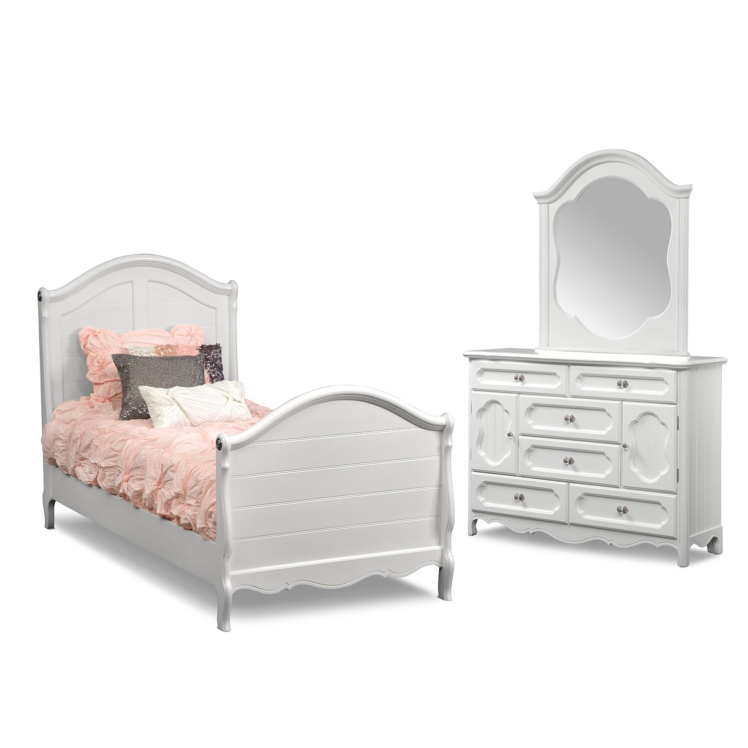 Carly 5Piece Twin Bedroom Set White Value City Furniture Carly 5Piece Twin Bedroom Set White Value City Furniture