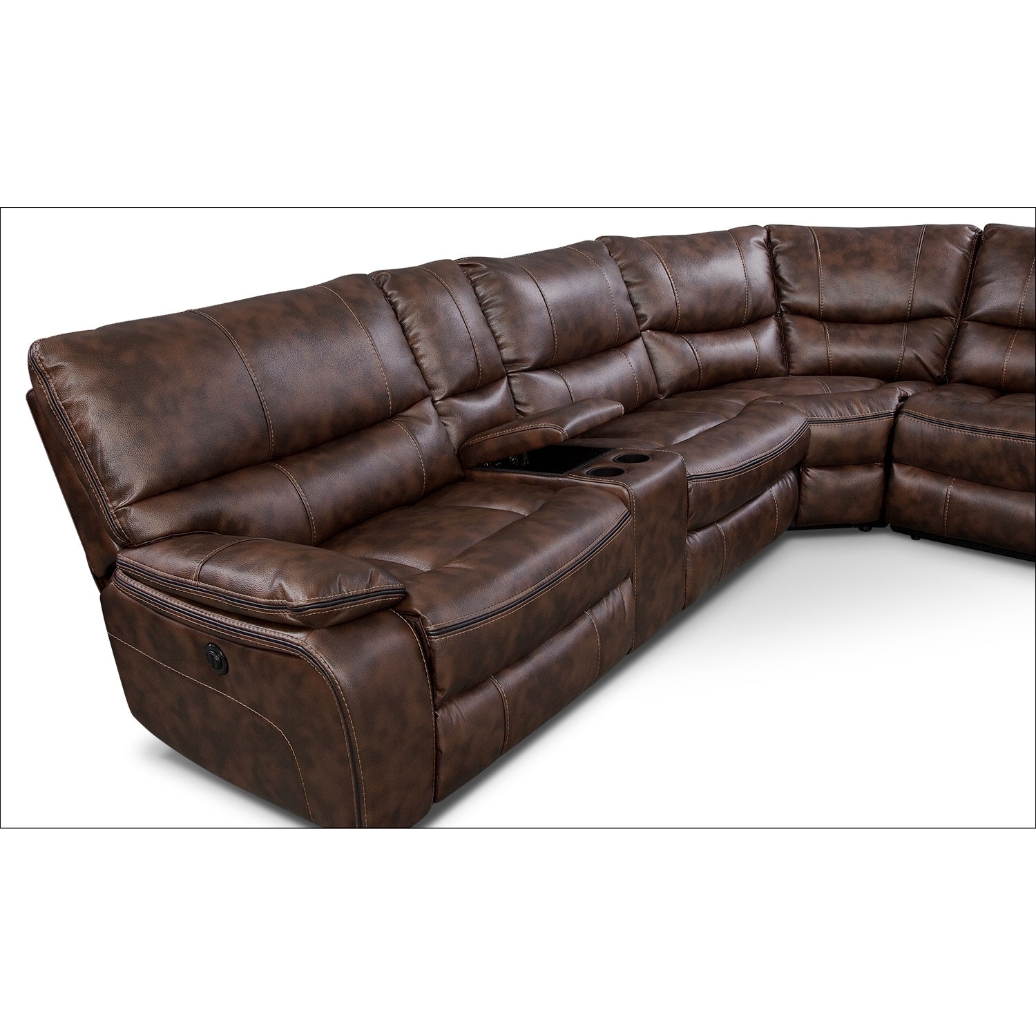 Orlando 6Piece Power Reclining Sectional w/ 1 Stationary Chair Brown