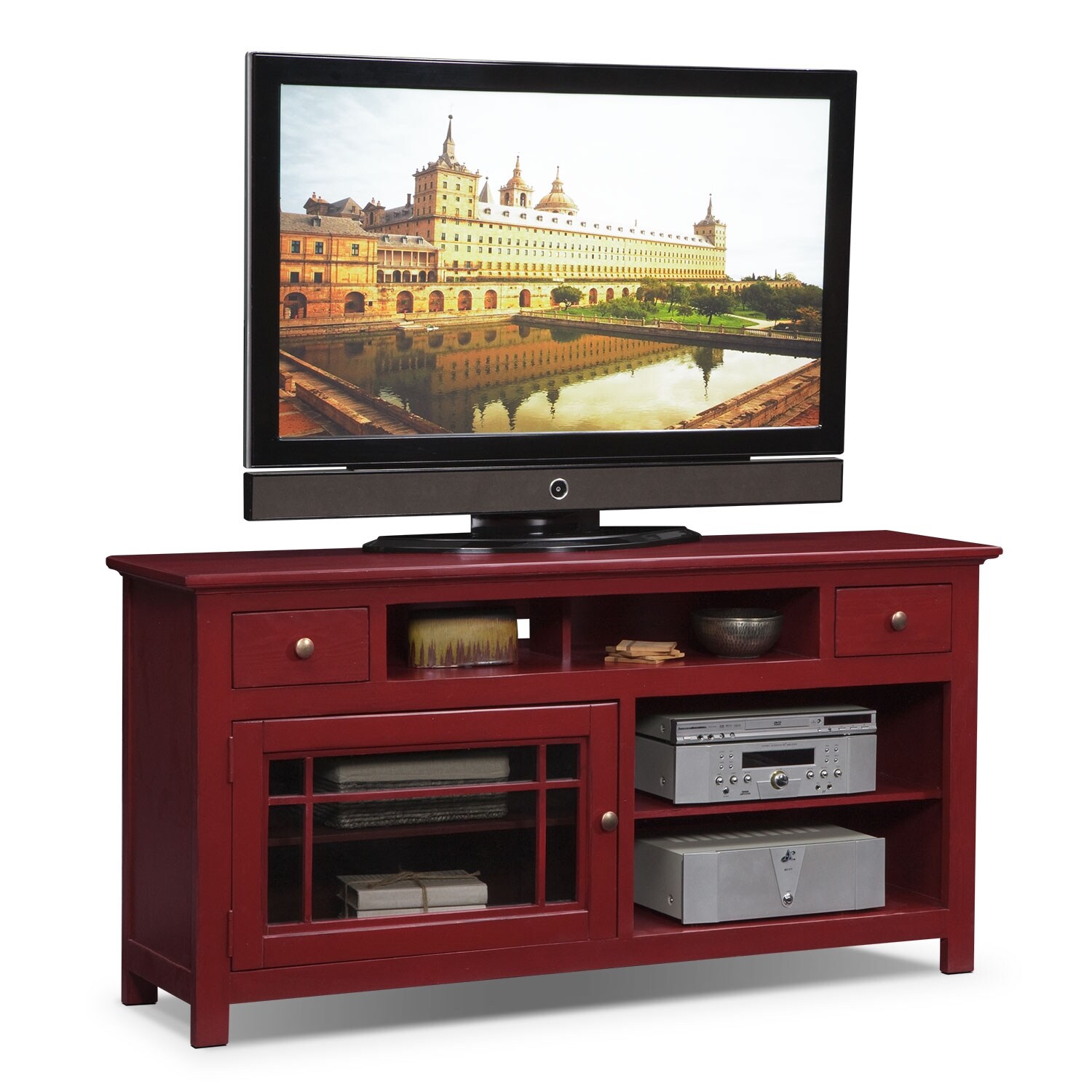 Merrick 64" TV Stand - Red | American Signature Furniture