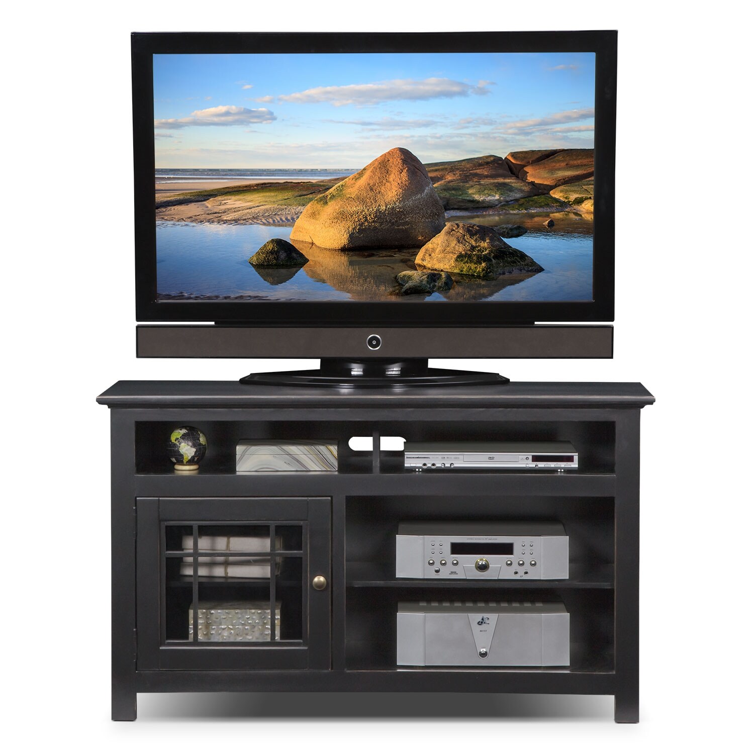 Merrick 54" TV Stand Black Value City Furniture