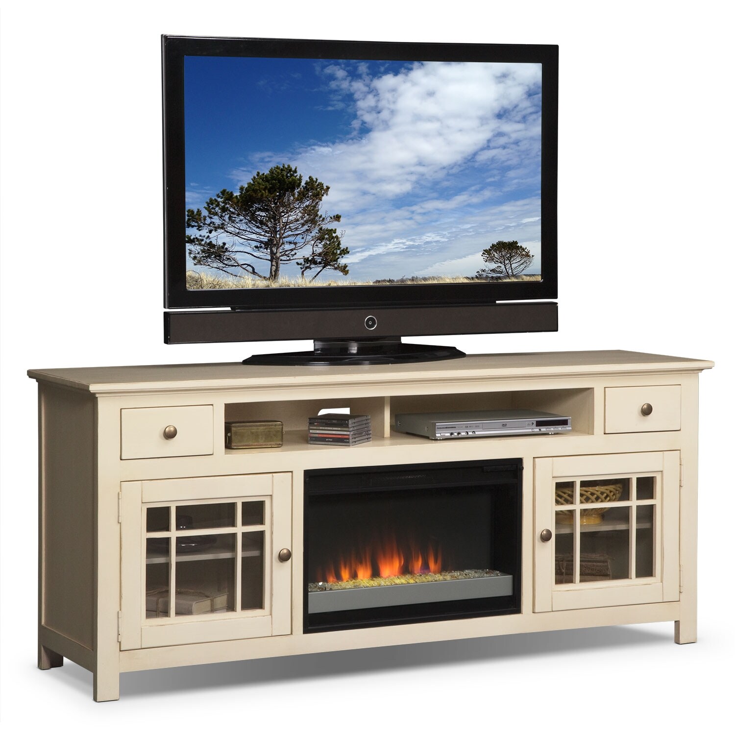 Merrick 74" Fireplace TV Stand with Contemporary Insert ...