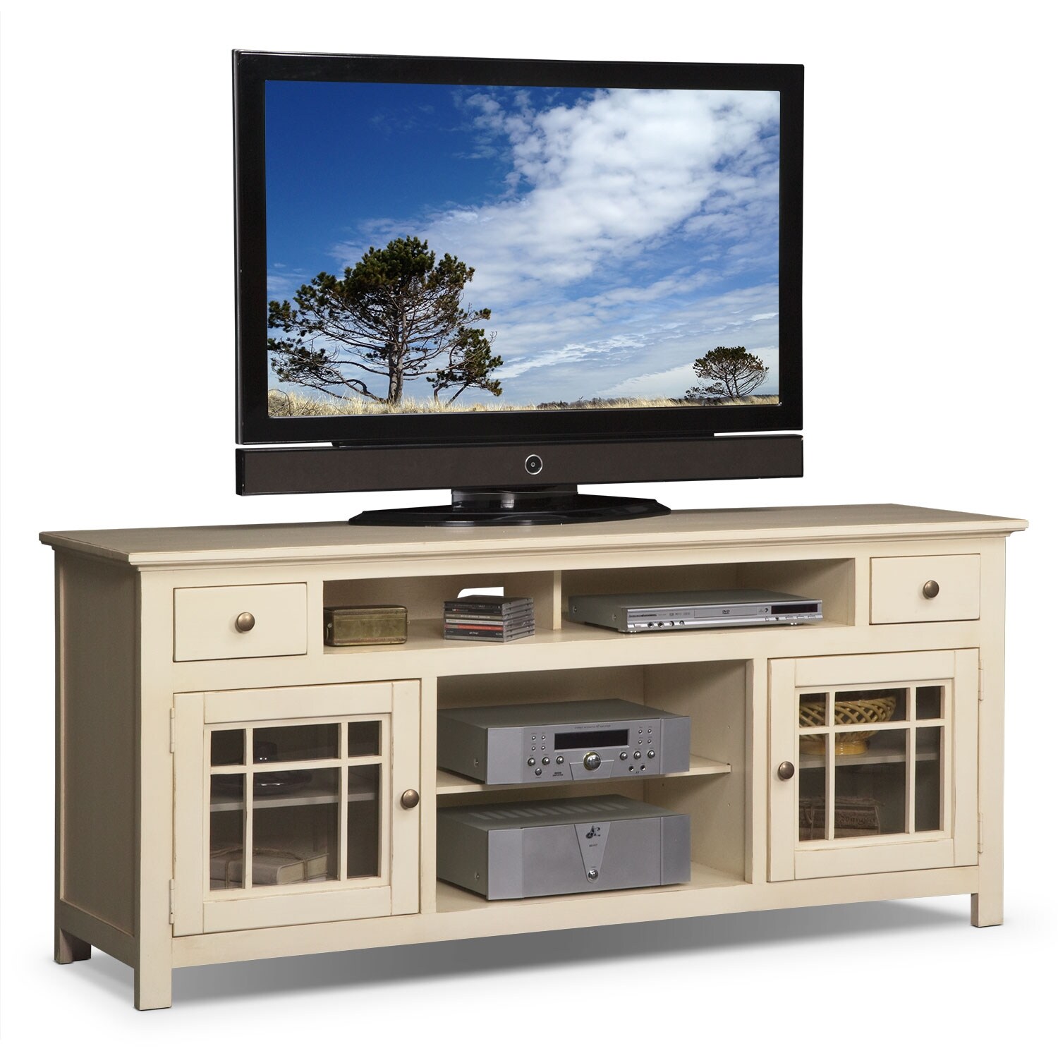 Merrick 74" TV Stand White American Signature Furniture