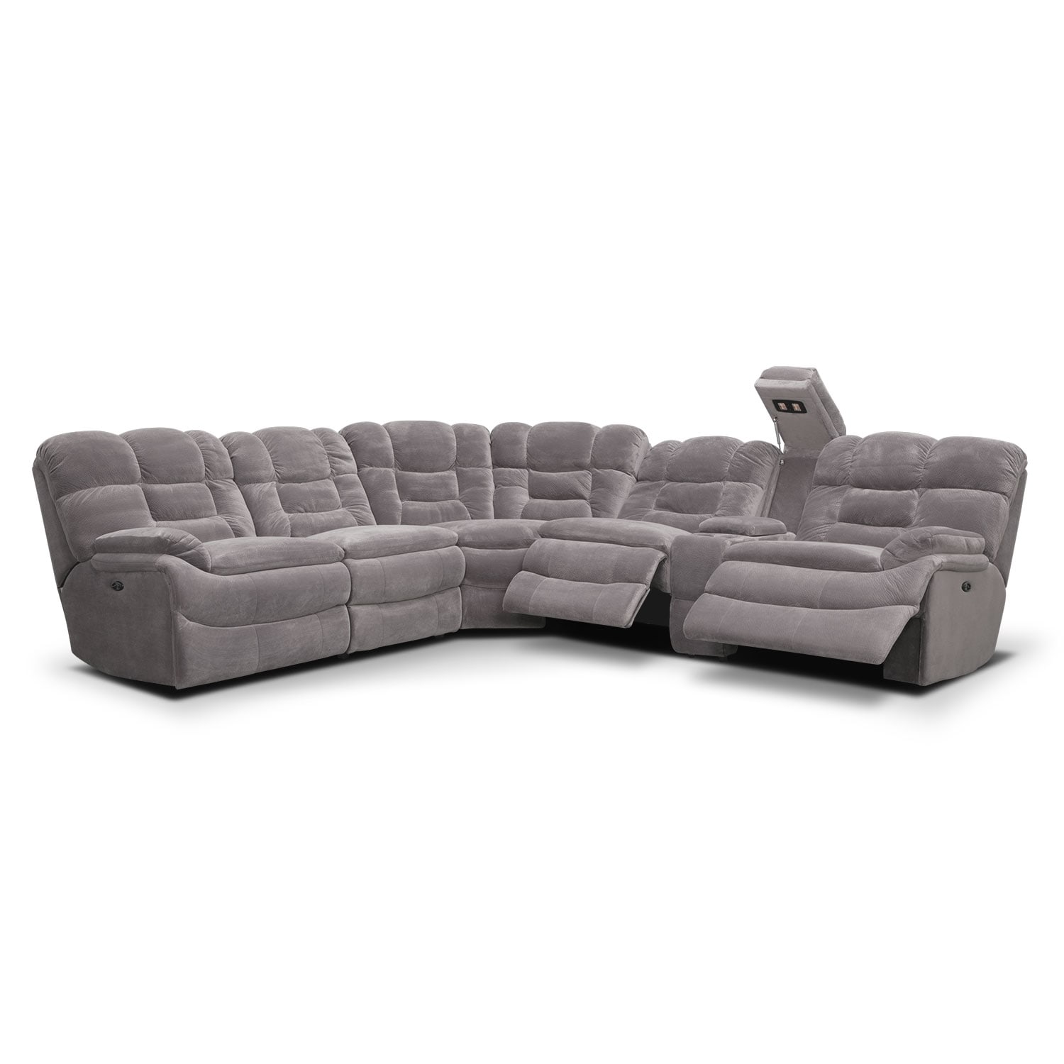 Big Softie 6Piece Power Reclining Sectional Gray Value City Furniture