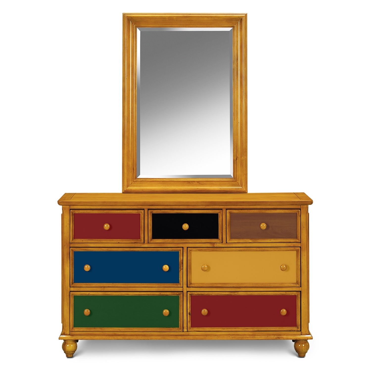 Colorworks Dresser and Mirror Honey Pine Value City Furniture