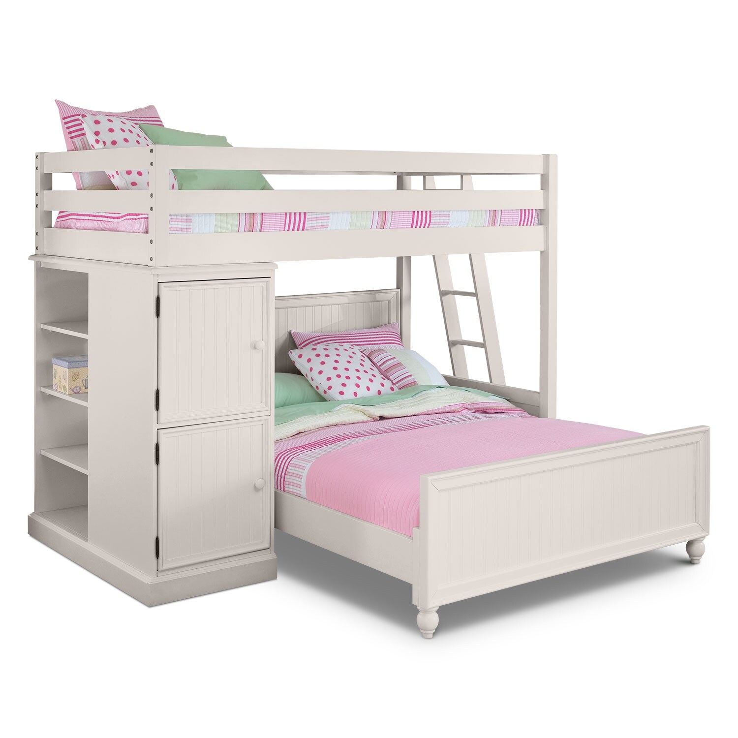 Colorworks White II Loft Bed with Full Bed | American ...