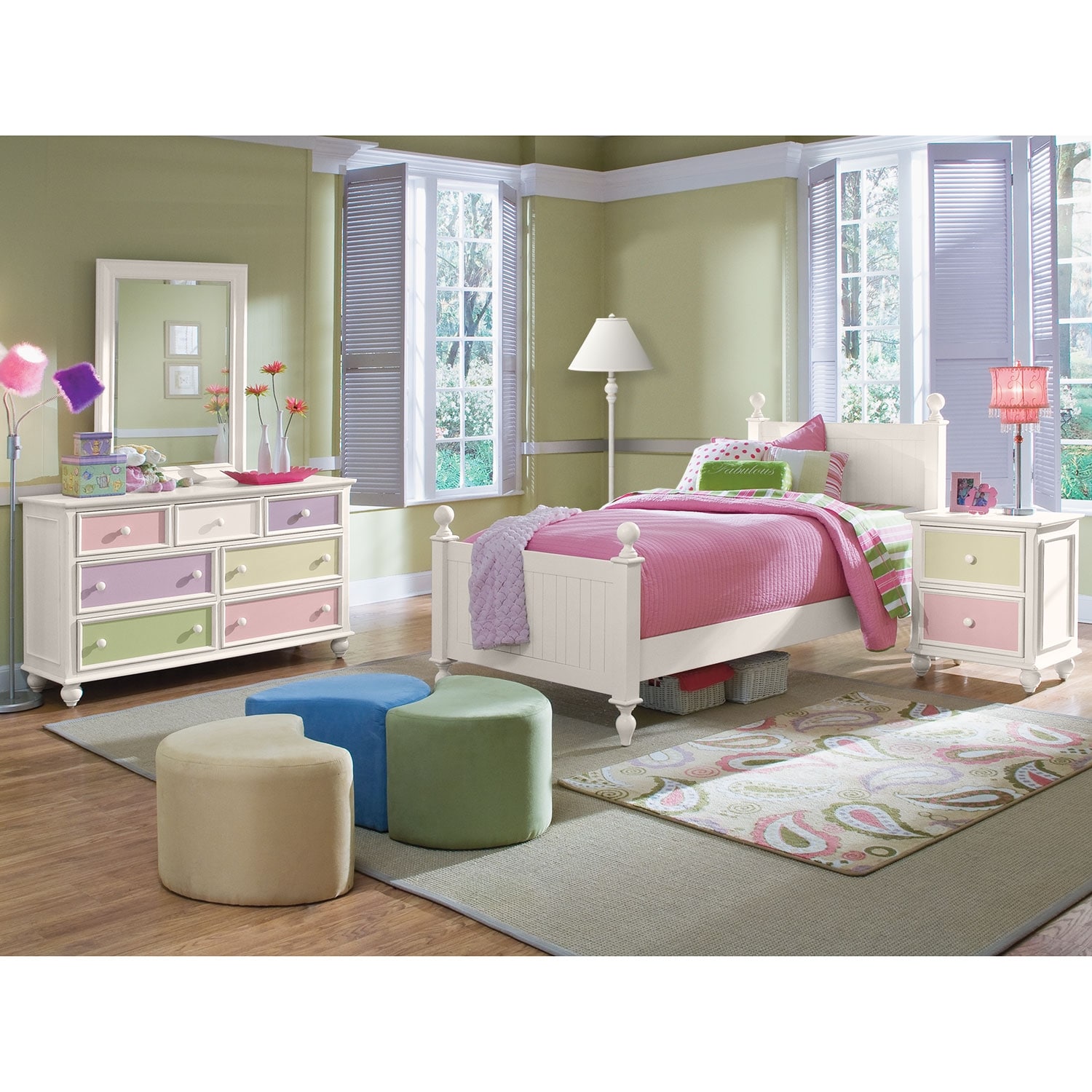 Colorworks 6Piece Twin Bedroom Set  White  Value City Furniture