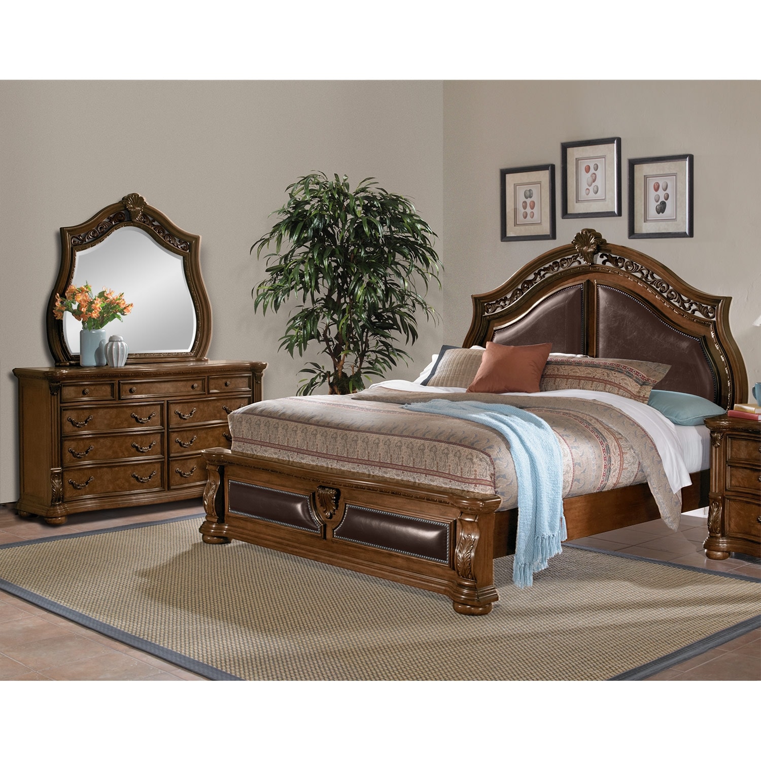 Morocco 5 Piece King Bedroom Set Pecan American