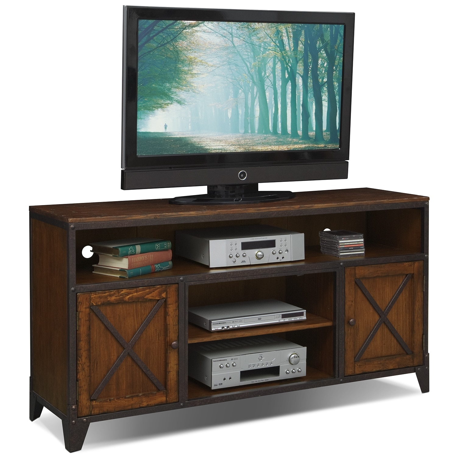 Shortline TV Stand - Distressed Pine American Signature ...