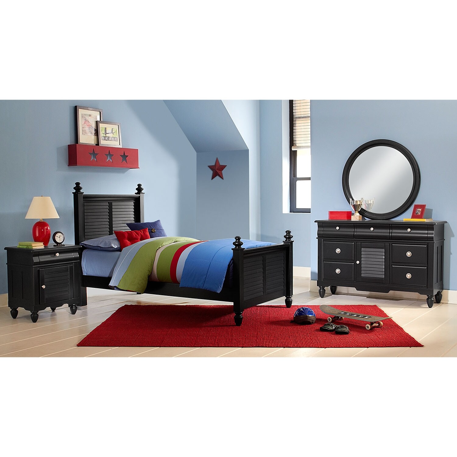 Seaside 6-Piece Full Bedroom Set - Black | Value City ...