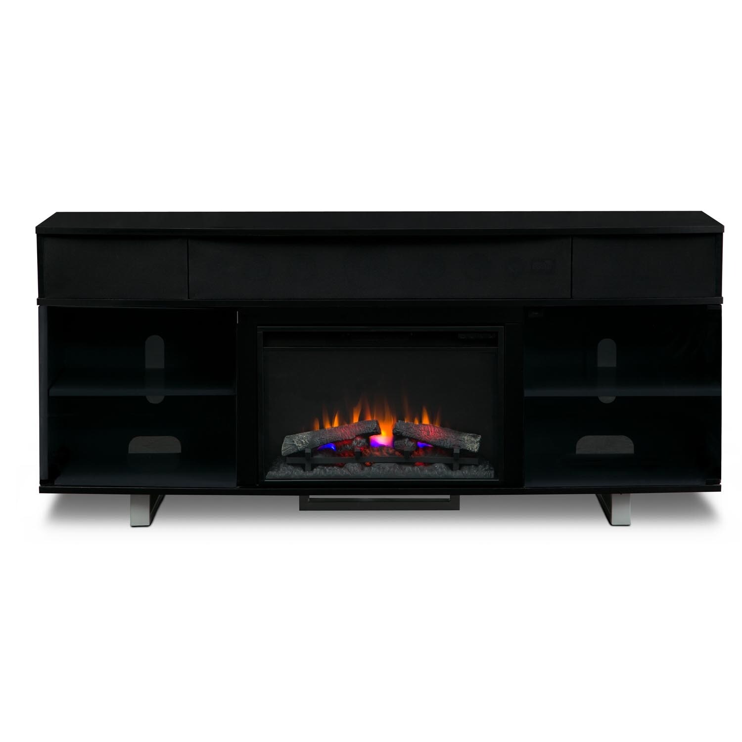 Pacer 72" Traditional Fireplace TV Stand with Sound Bar Black Value