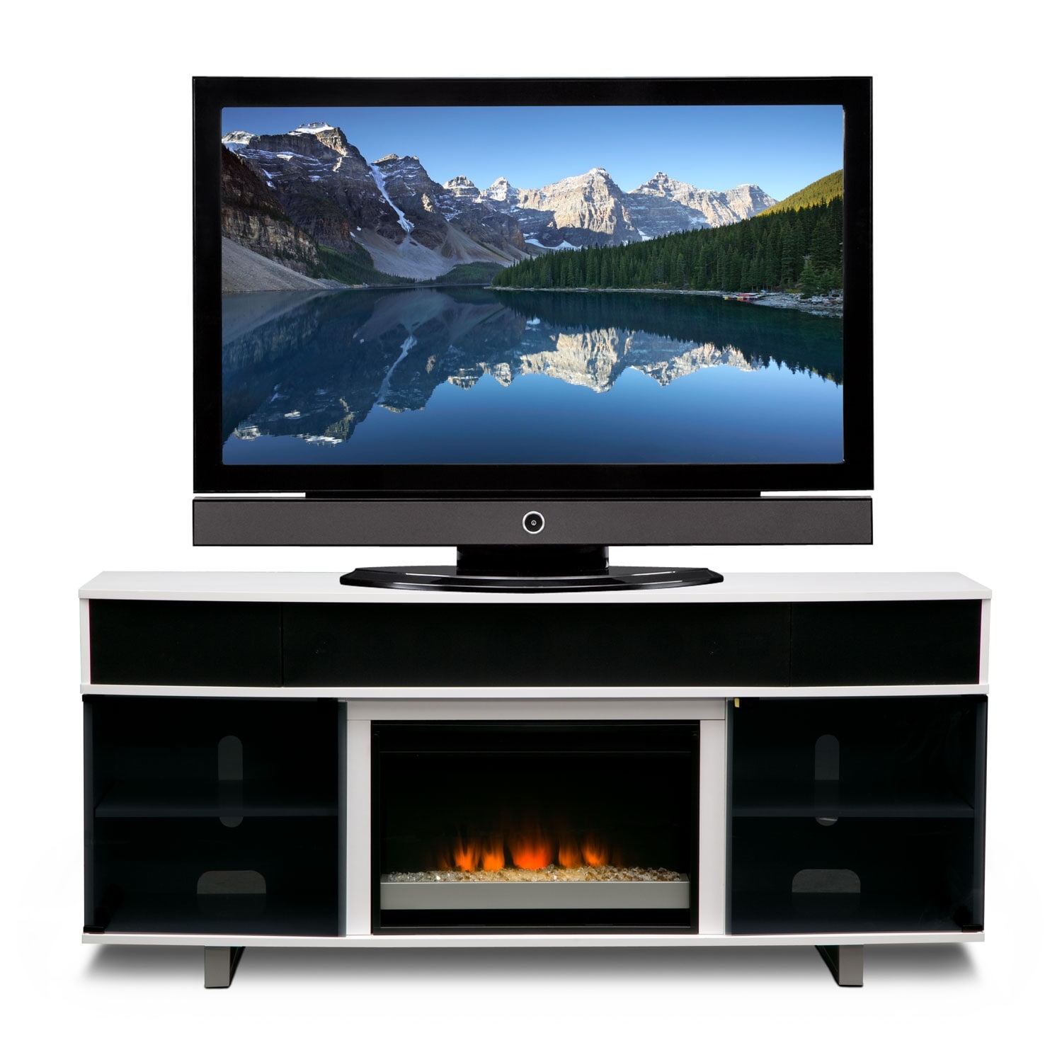 Pacer 72" Contemporary Fireplace TV Stand with Sound Bar White Value City Furniture