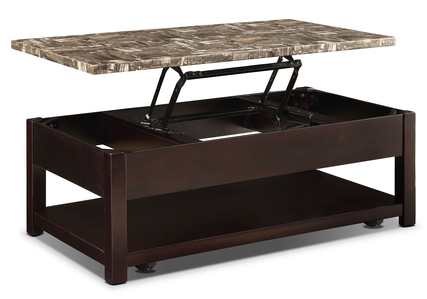 Sicily Coffee Table with Lift-Top and Casters - Brown ...