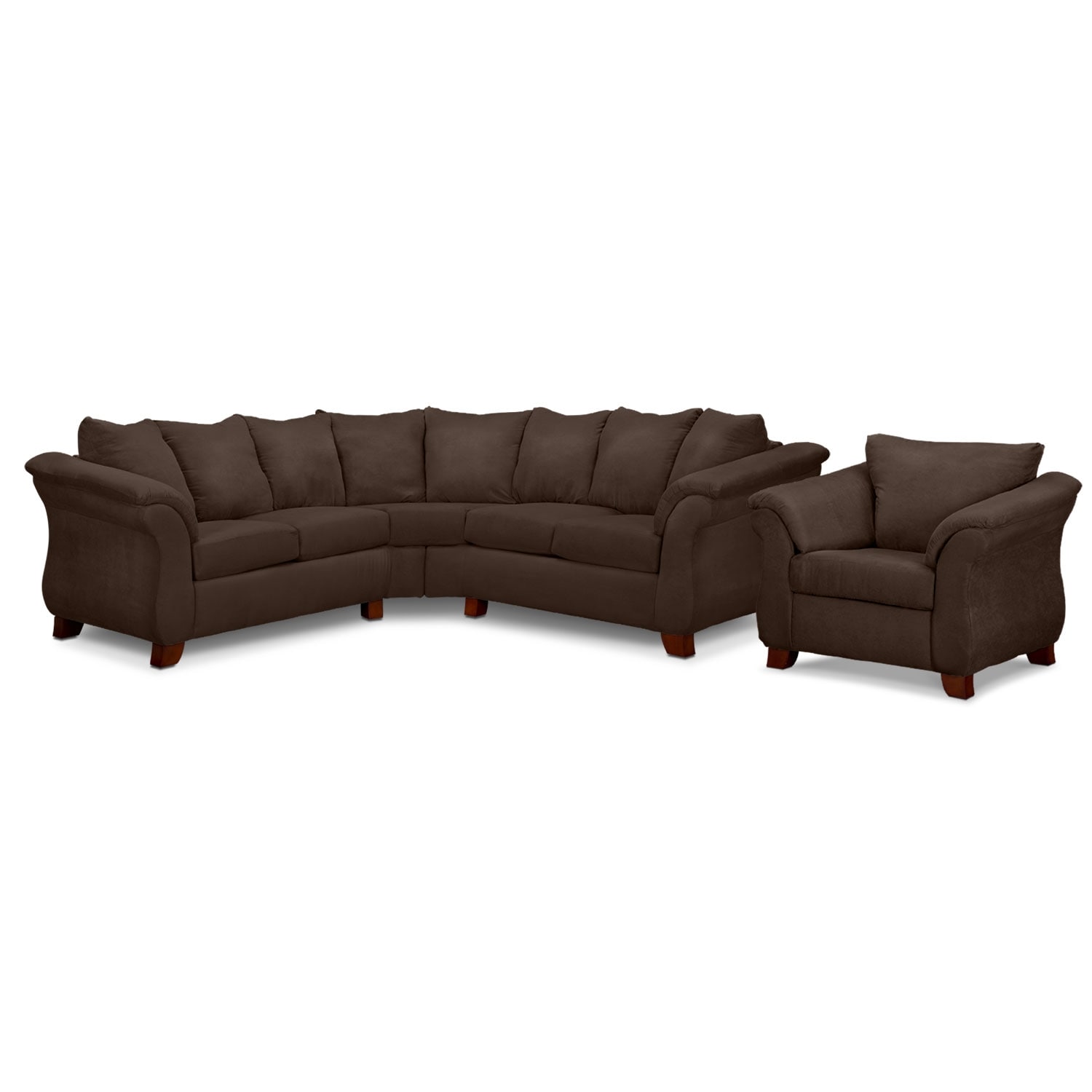 Adrian 2-Piece Sectional and Chair Set - Chocolate | American Signature Furniture