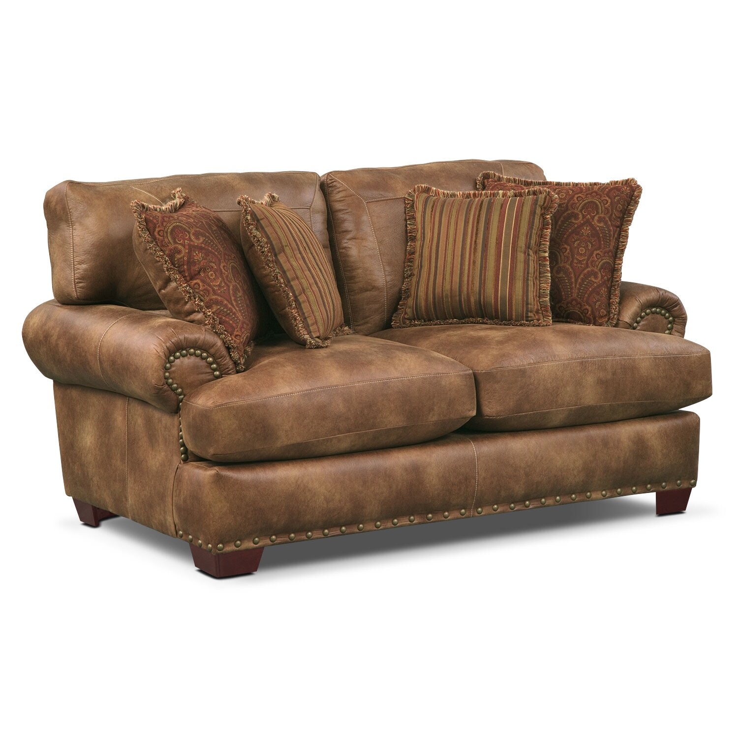 Burlington Sofa and Recliner Set Cognac American Signature Furniture