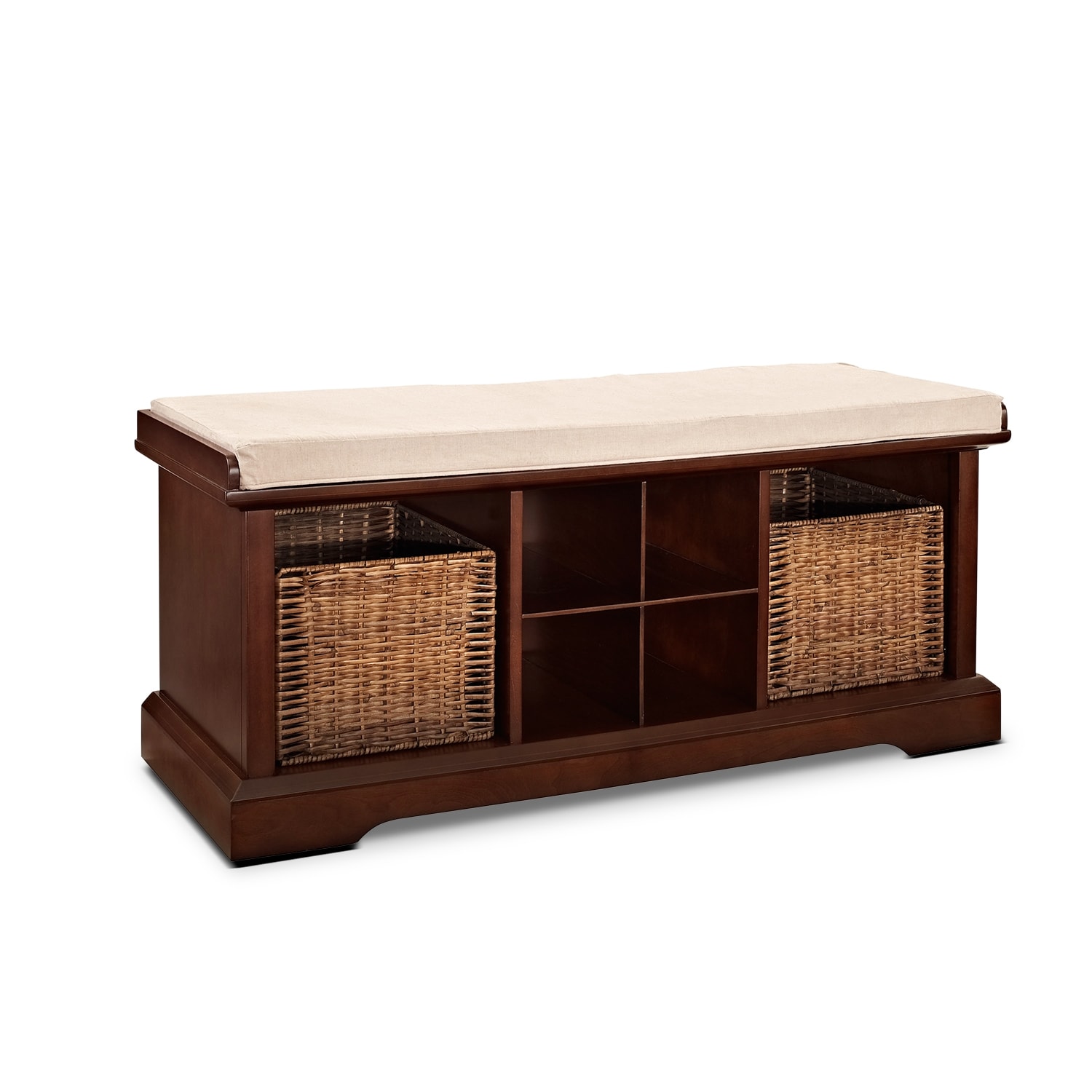 Levi Mahogany Entryway Storage Bench Value City Furniture