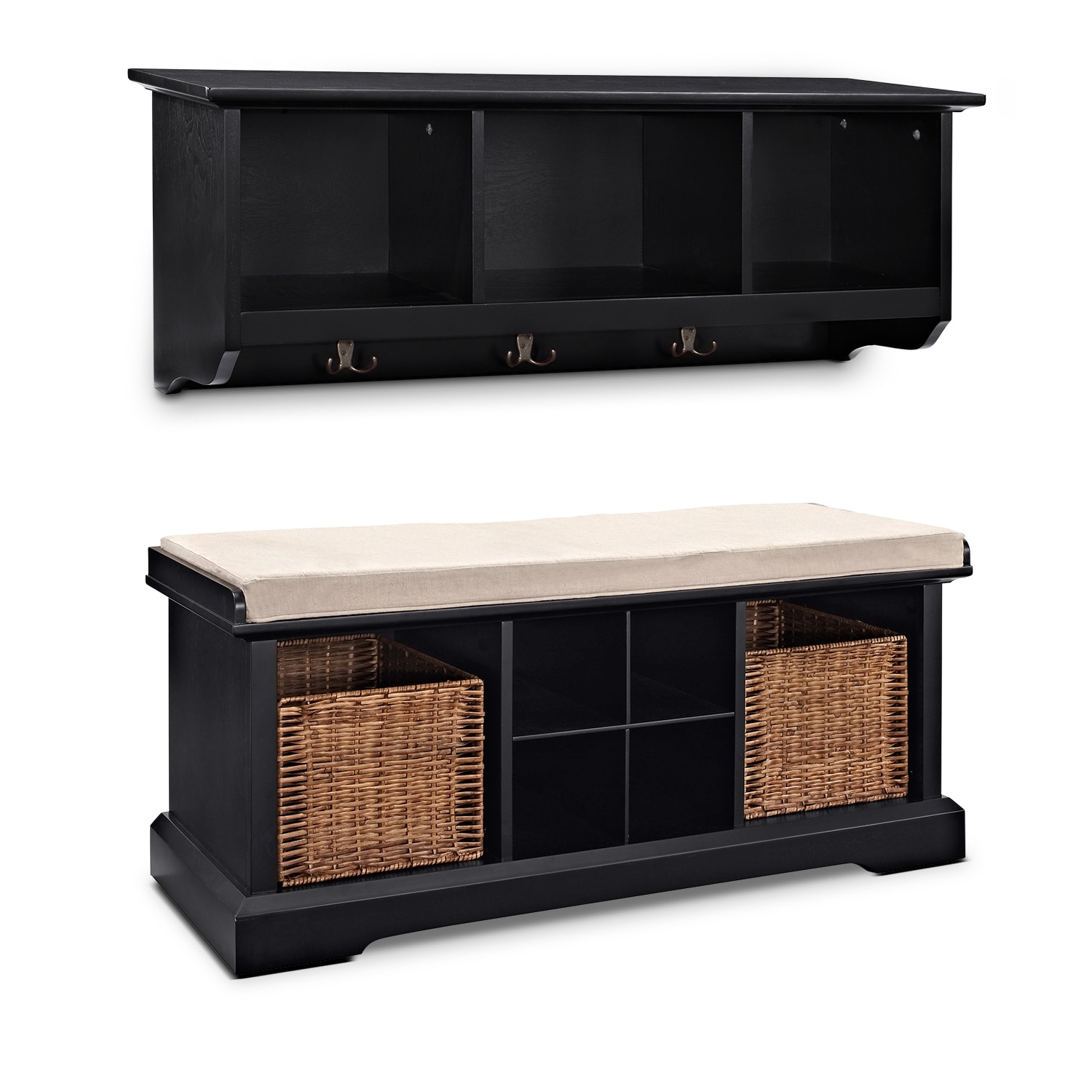 Levi 2 Pc. Black Entryway System Value City Furniture