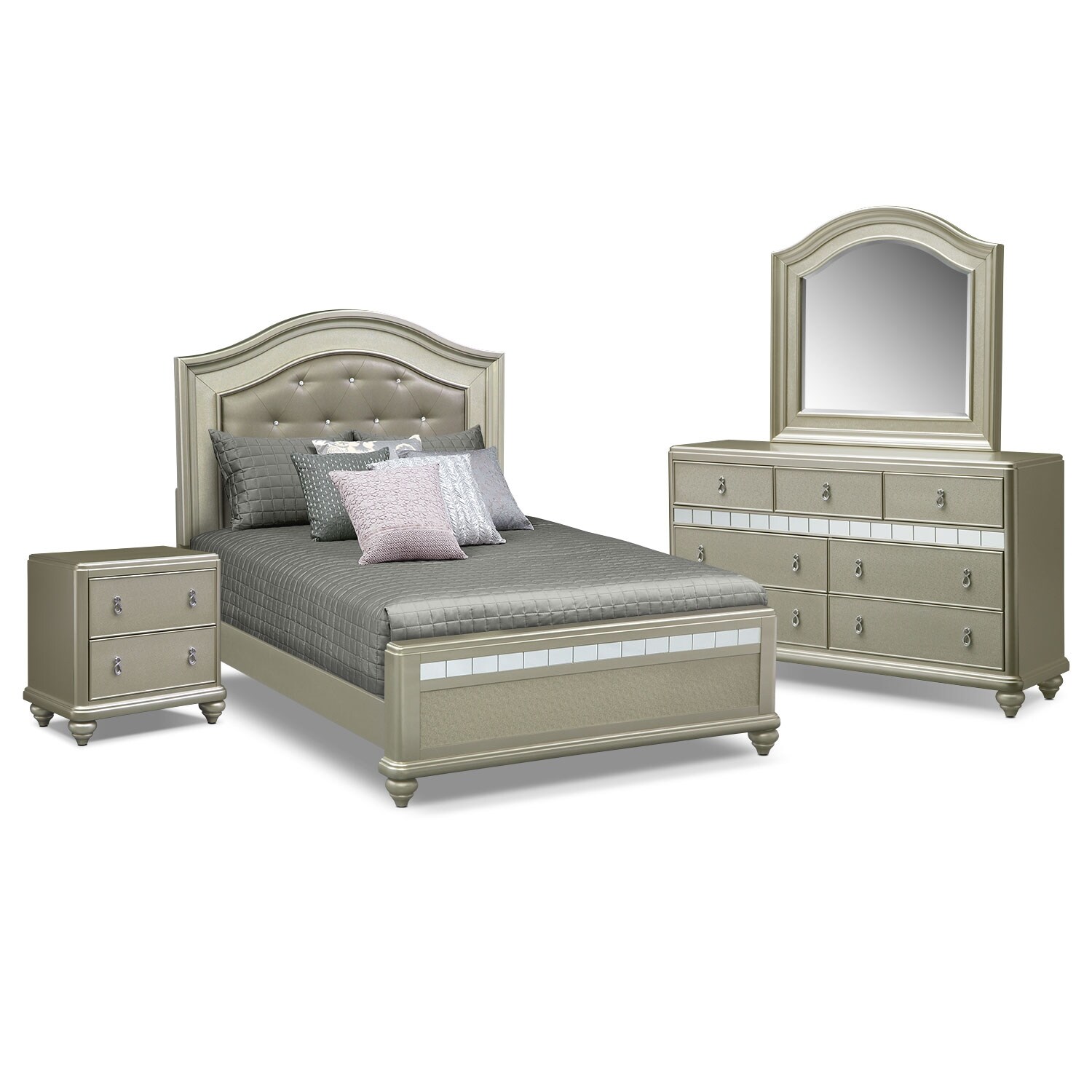 Serena Queen 6-Piece Bedroom Set - Platinum | American ...