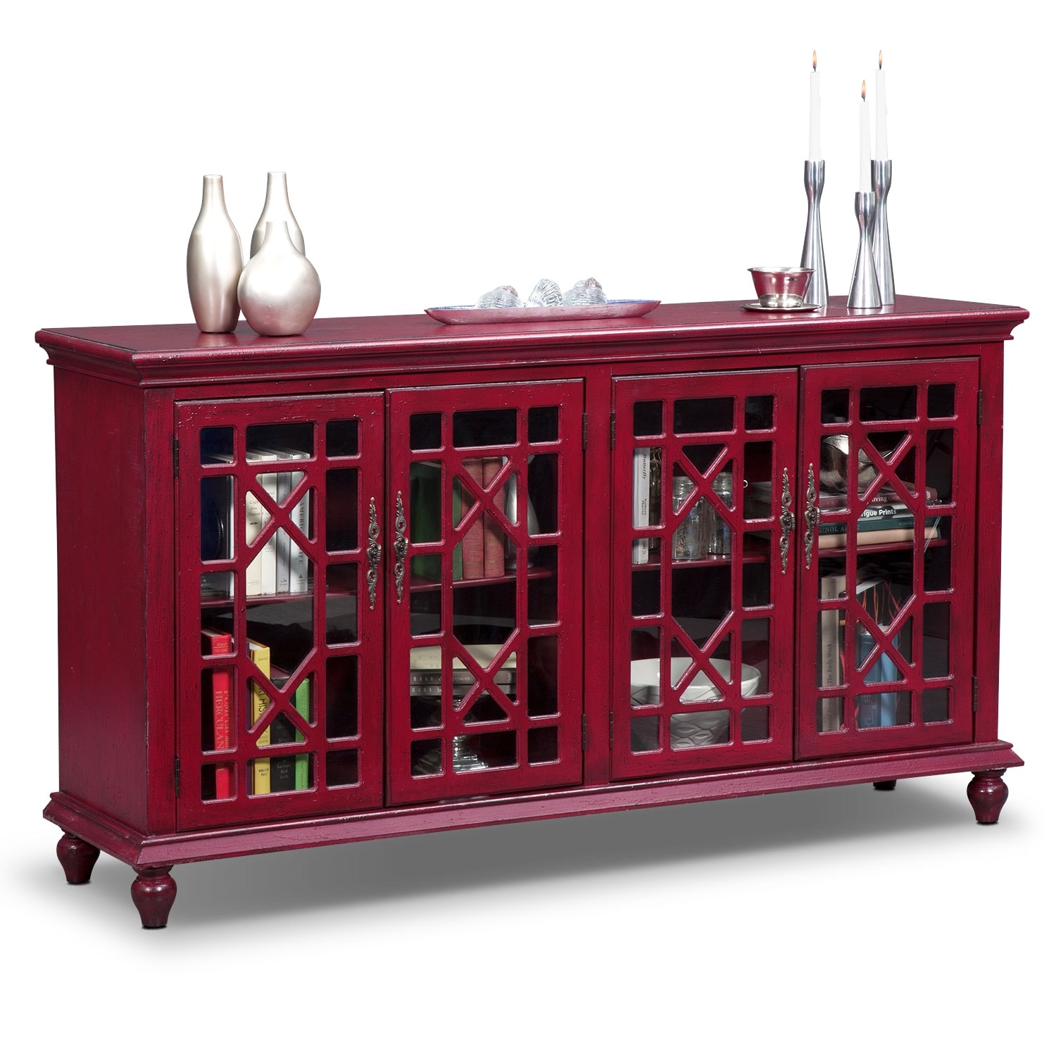 Grenoble Media Credenza - Red | American Signature Furniture