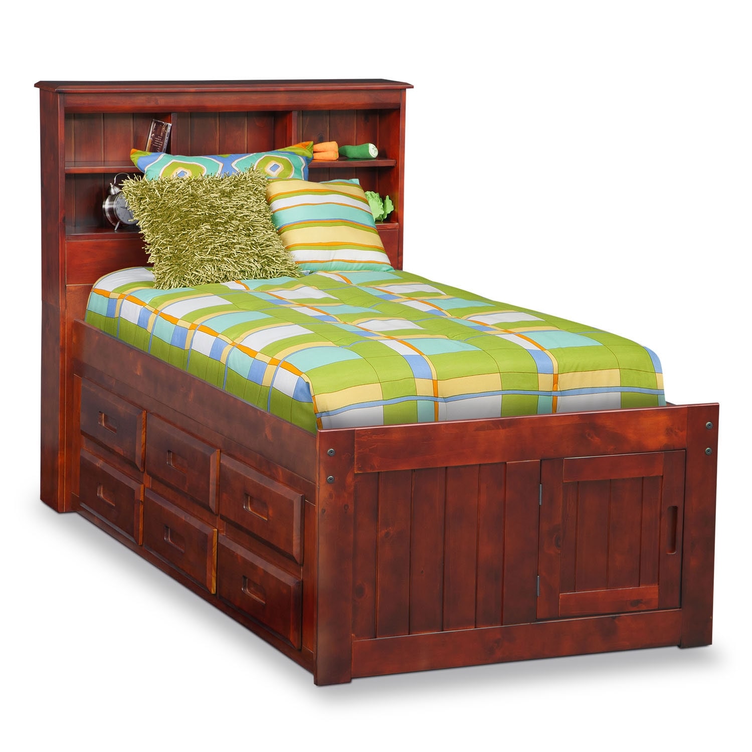 Ranger Twin Bookcase Bed with 6 Underbed Drawers - Merlot ... Ranger Twin Bookcase Bed with 6 Underbed Drawers - Merlot ...