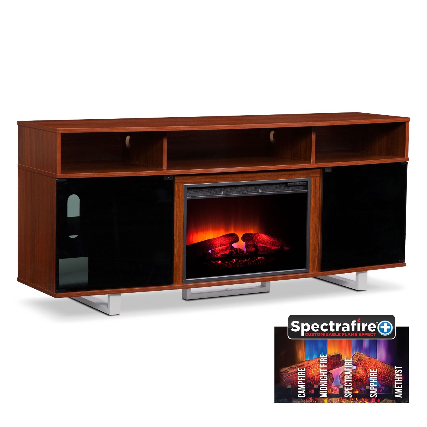 Pacer 72" Traditional Fireplace TV Stand Cherry Value City Furniture