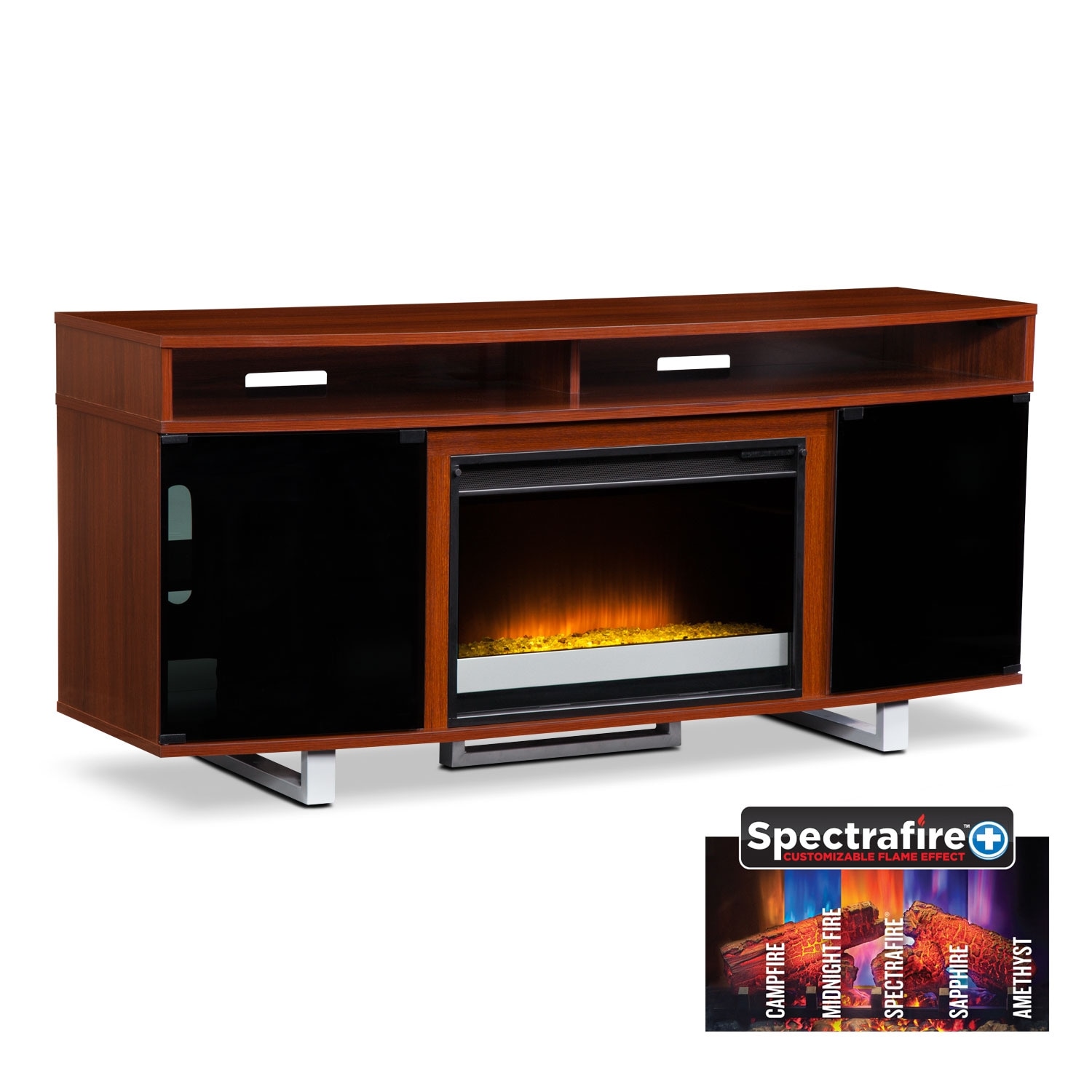 Pacer 64" Contemporary Fireplace TV Stand Cherry Value City Furniture