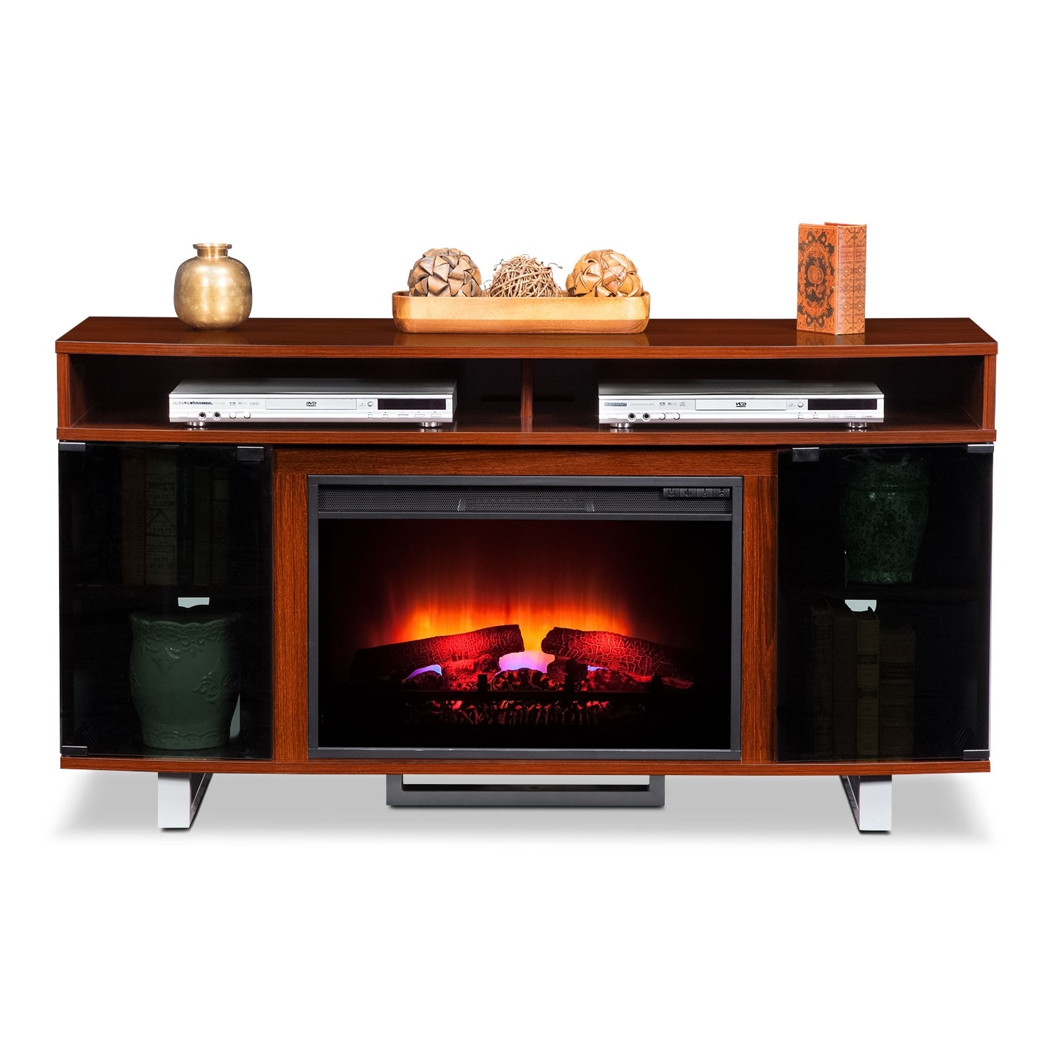 Pacer 56" Traditional Fireplace TV Stand Cherry Value City Furniture