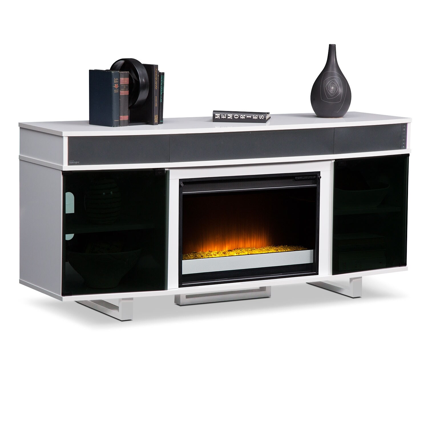 Pacer 64" Contemporary Fireplace TV Stand with Sound Bar White