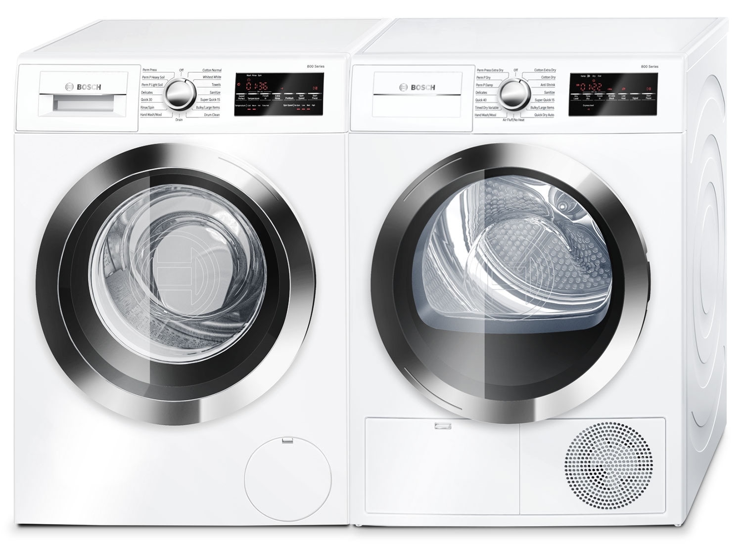 Bosch 800 Series 2.2 Cu. Ft. Compact Washer and 4.0 Cu. Ft