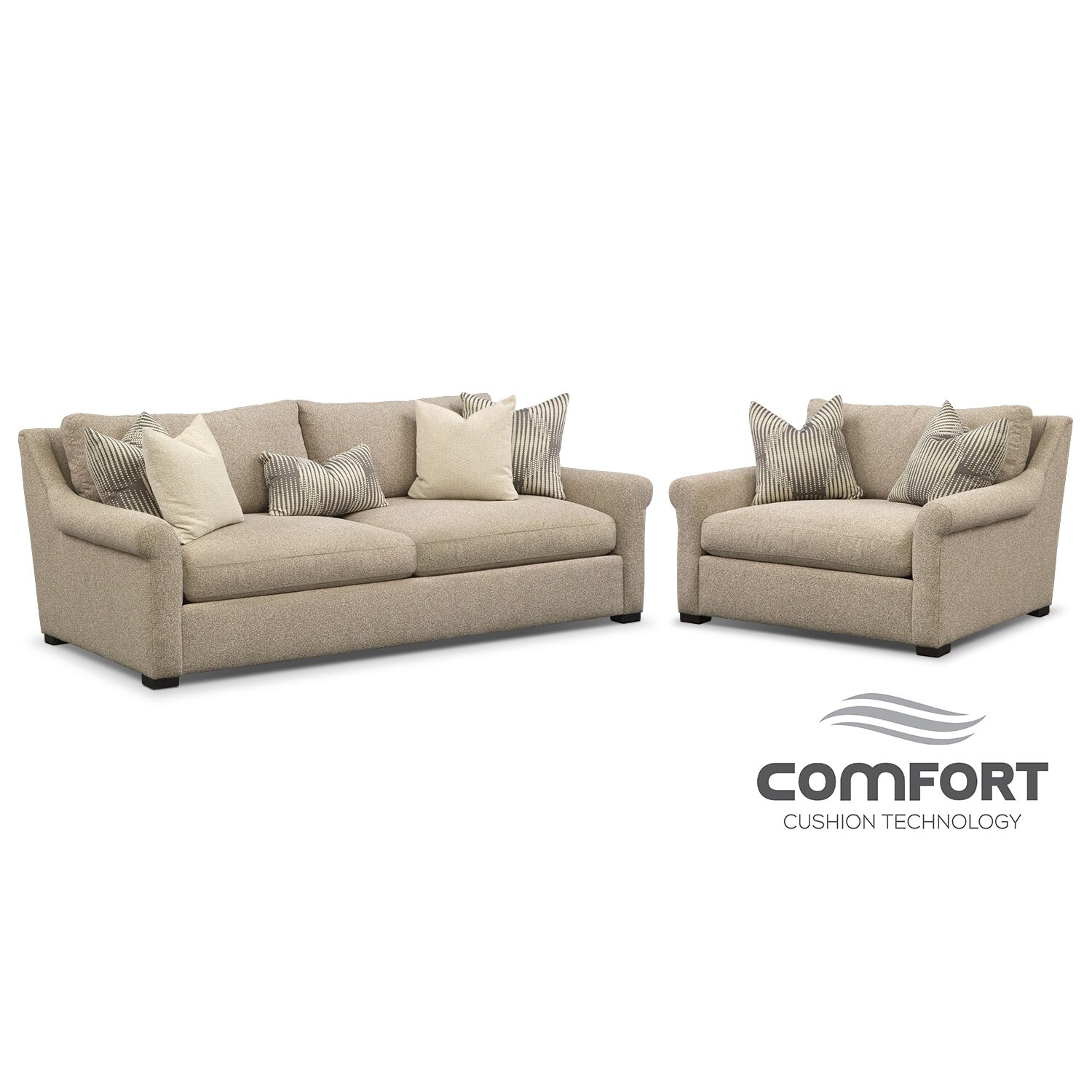 Robertson Comfort Sofa, Loveseat and Chair and a Half Set Beige