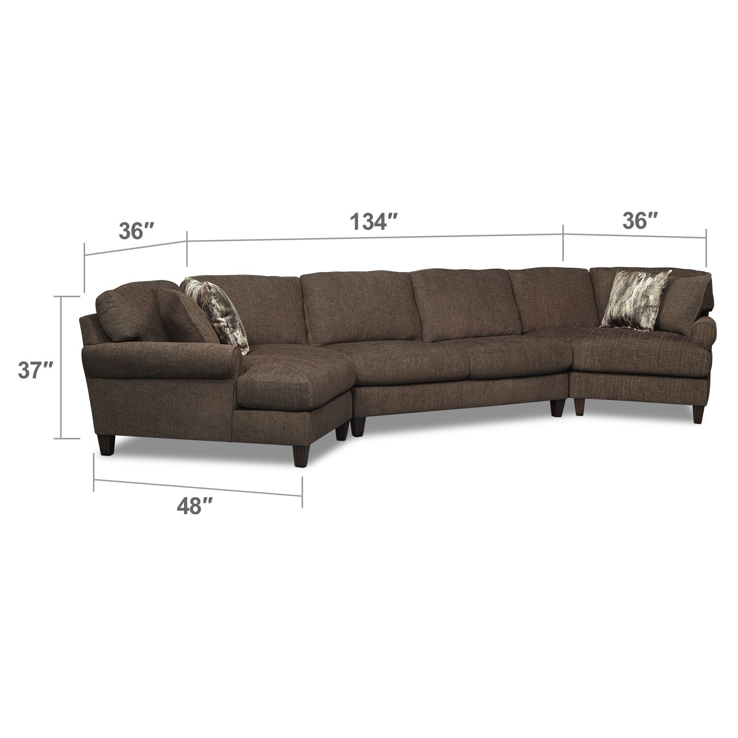 Karma 3Piece Sectional with 2 Cuddlers Smoke Value City Furniture