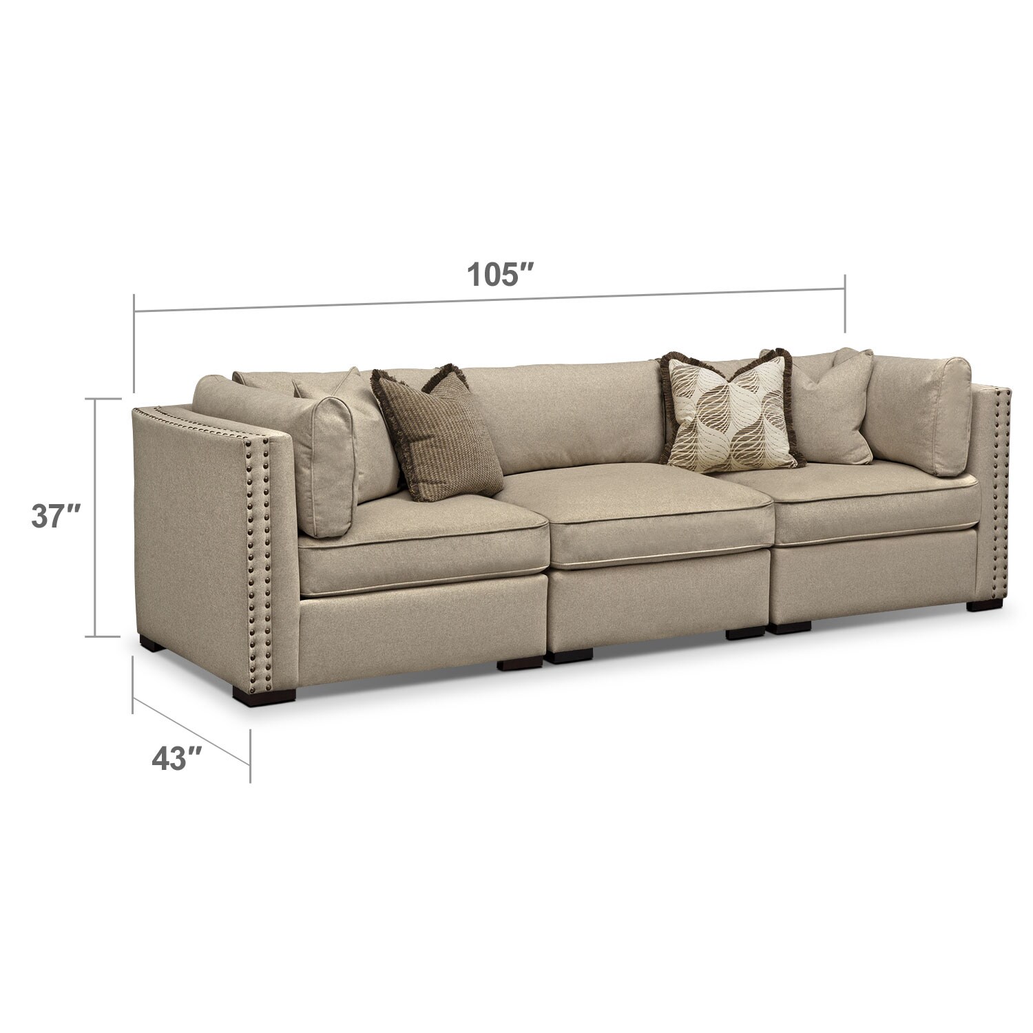 Athens 3Piece Sectional Taupe Value City Furniture