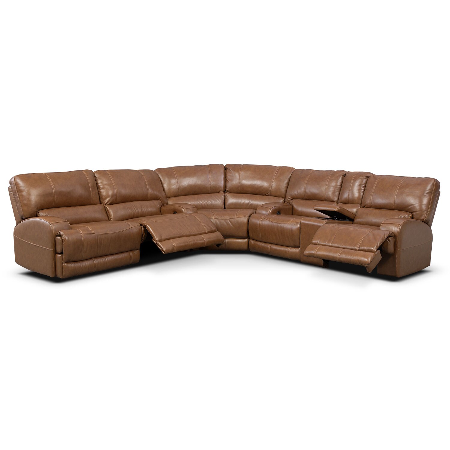 Barton 3Piece Power Reclining Sectional with 1 Console Camel Value