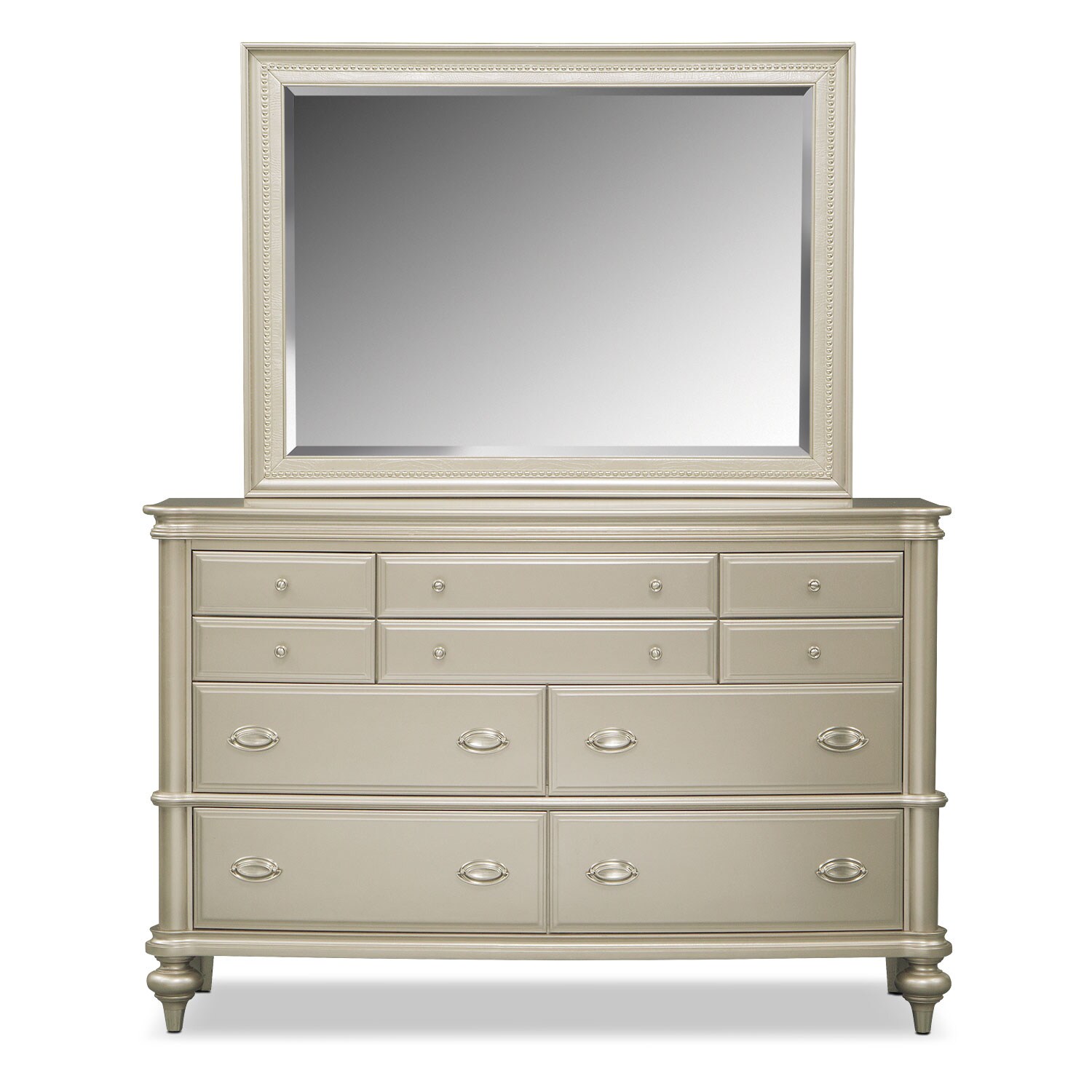 Esquire Dresser and Mirror Platinum Value City Furniture