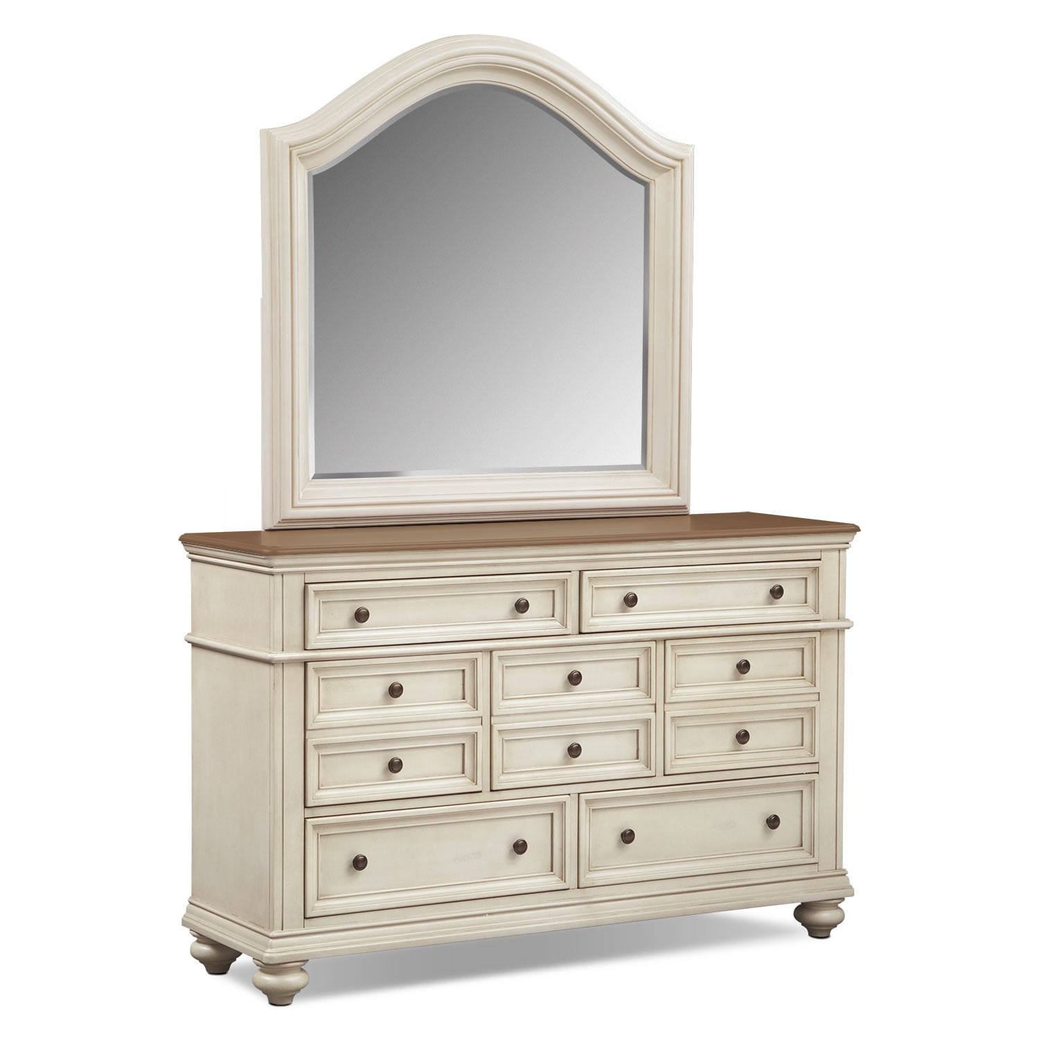 East Hampton Dresser and Mirror - Antique White | Value ...