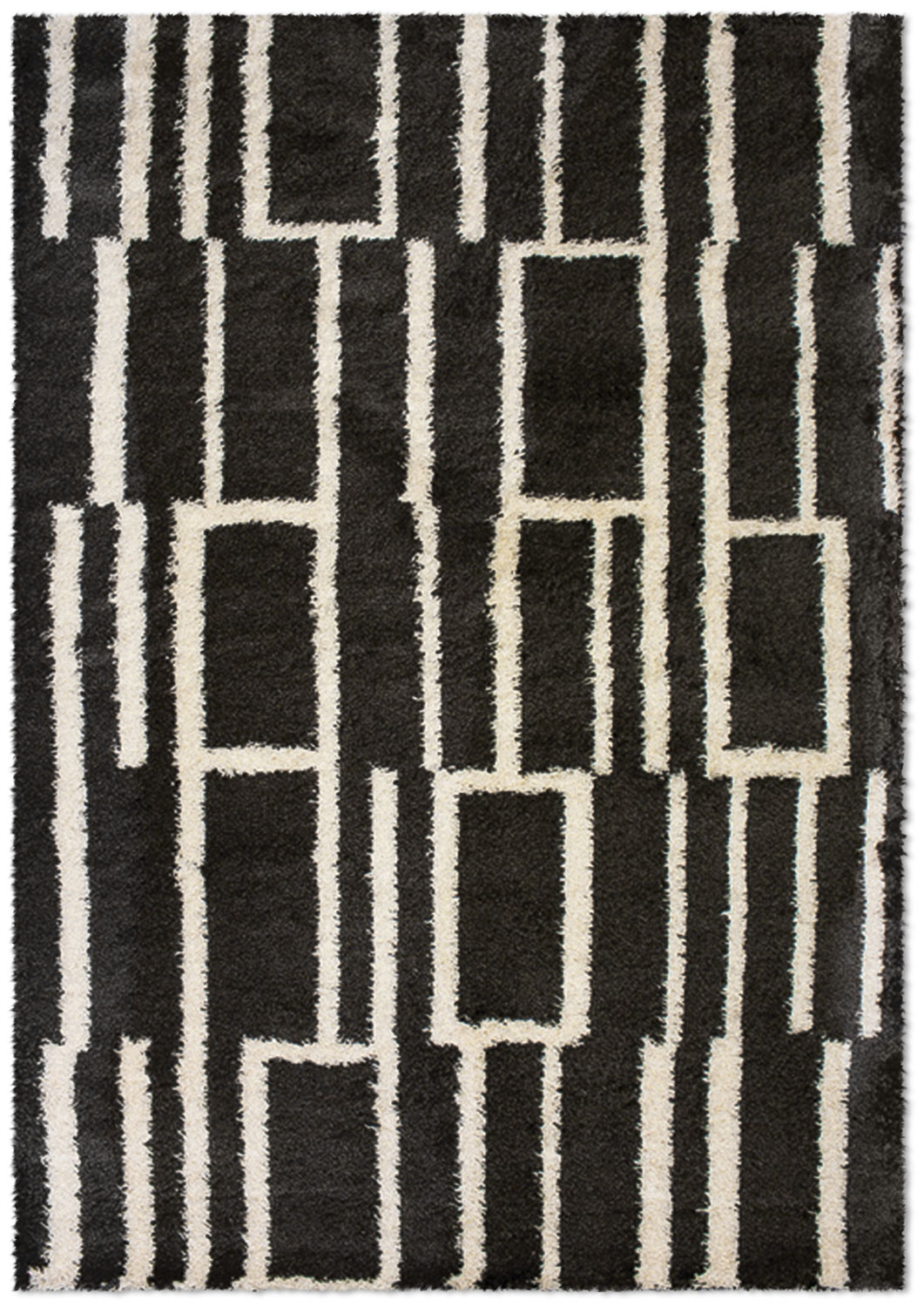 Shaggy Black Geometric Area Rug 8' x 10' The Brick