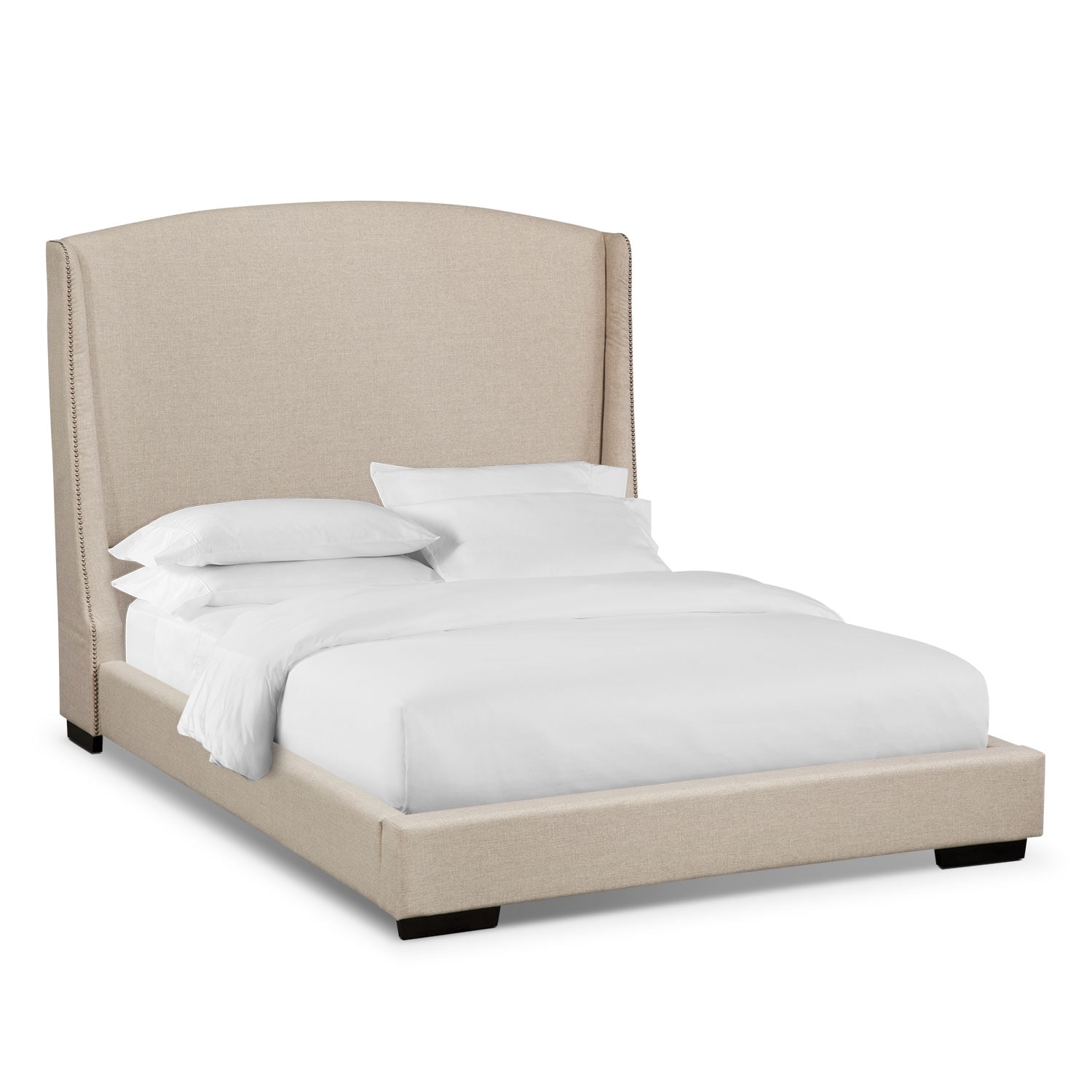 Alaina Queen Upholstered Bed Beige American Signature Furniture