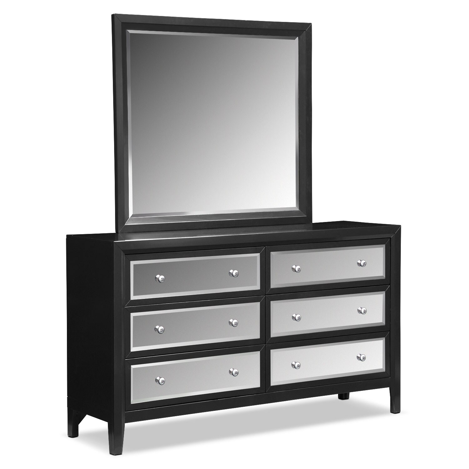 Bonita Dresser and Mirror - Black | Value City Furniture